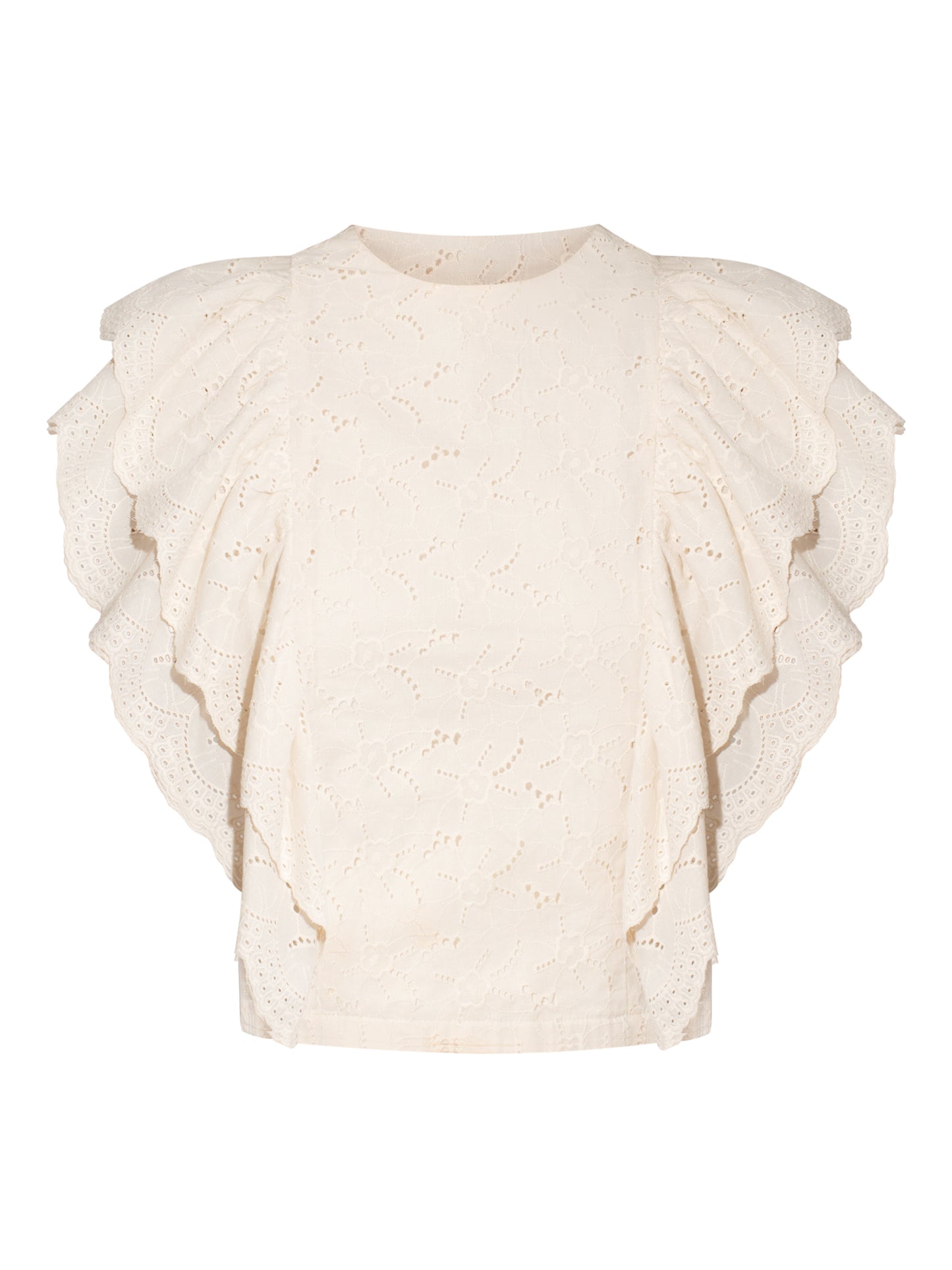 Ruffled Open Back Top in Cotton - Beige