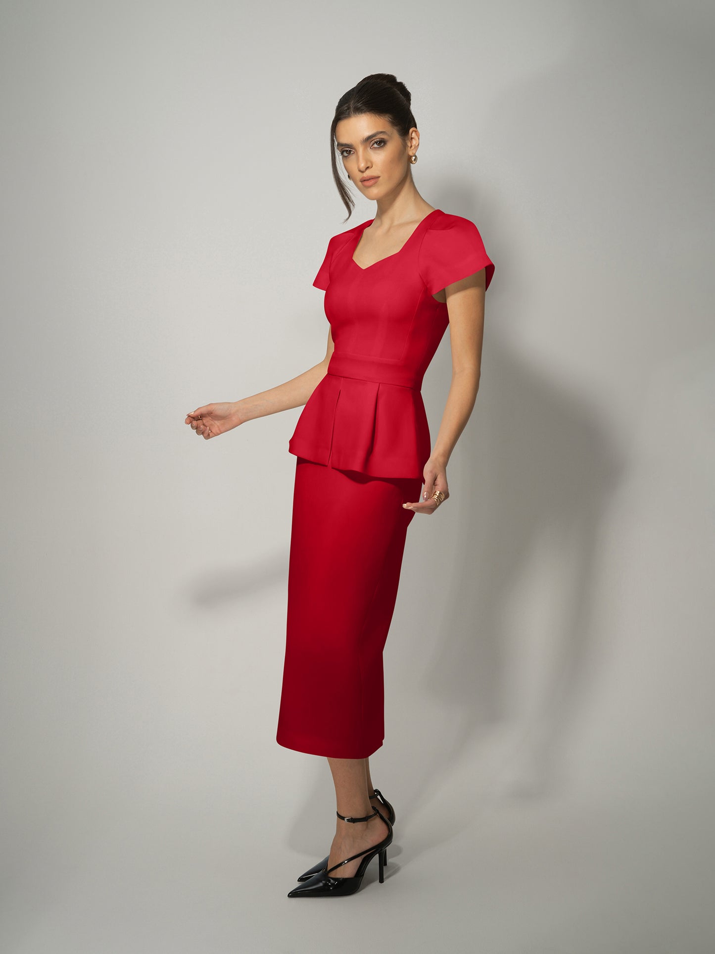 Short-Sleeved Fitted Top - Fierce Red