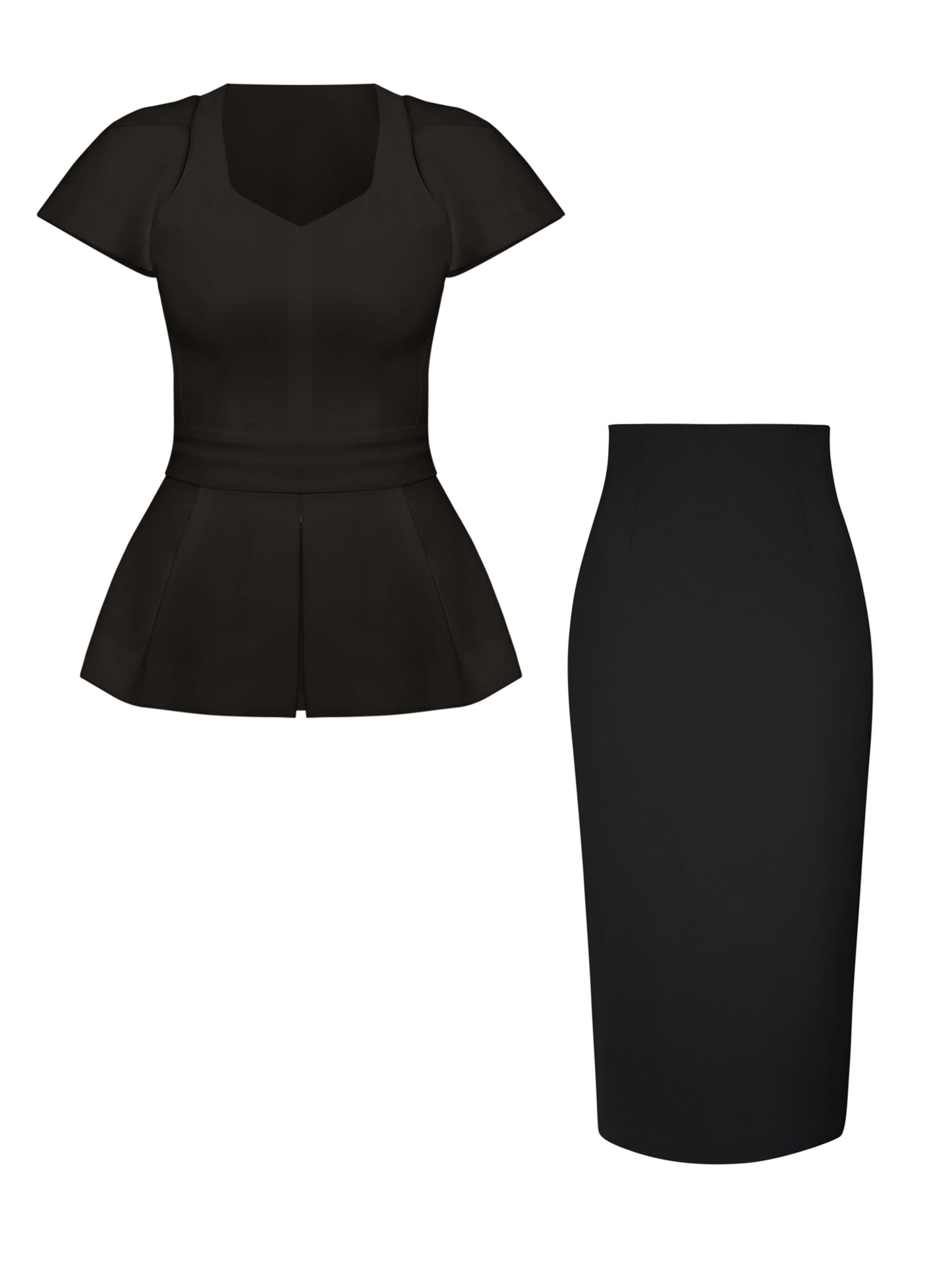 Short-Sleeved Fitted Top & Skirt Set by Tia Dorraine Women's Luxury Fashion Designer Clothing Brand