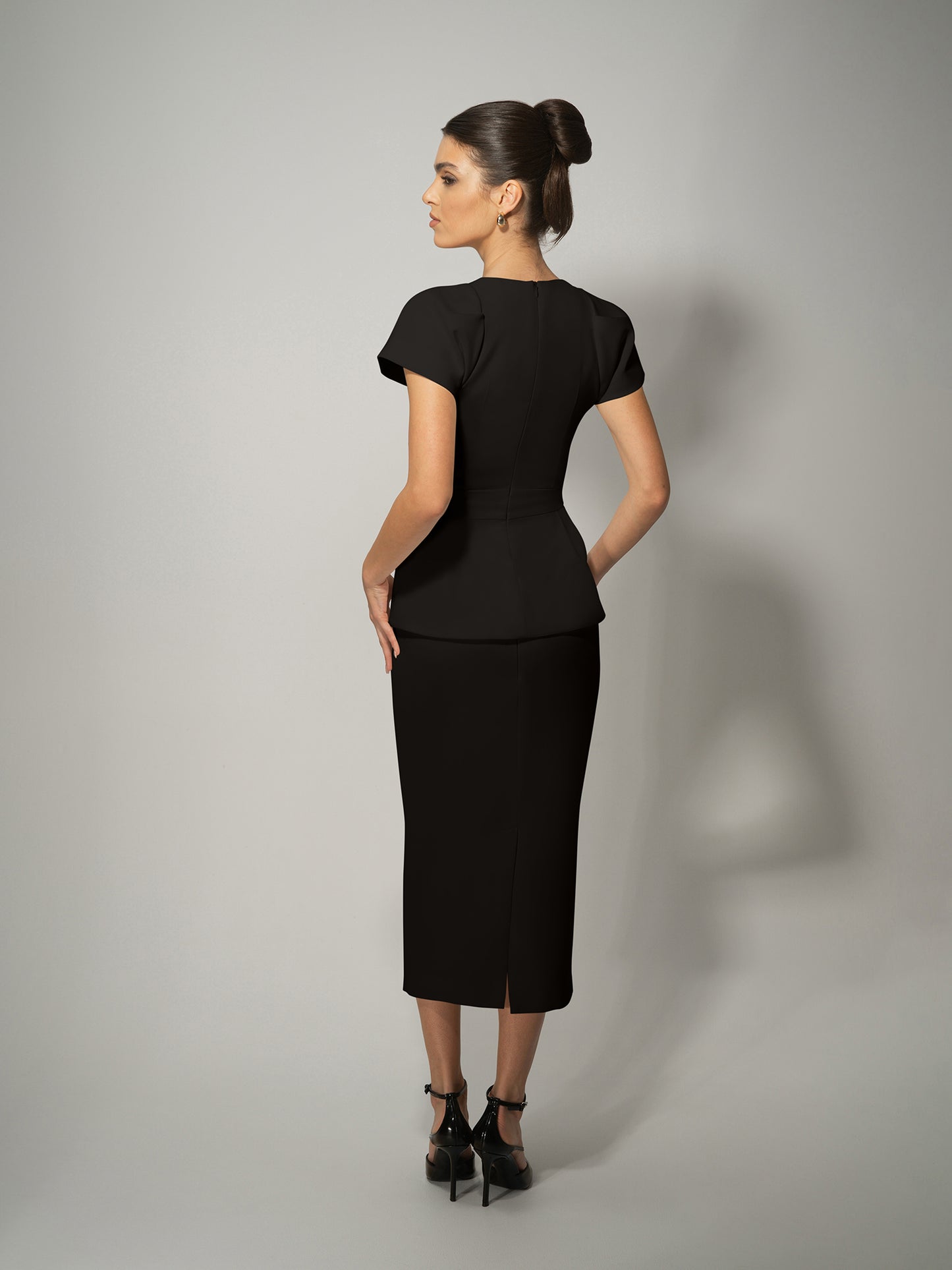 Short-Sleeved Fitted Top & Skirt Set by Tia Dorraine Women's Luxury Fashion Designer Clothing Brand