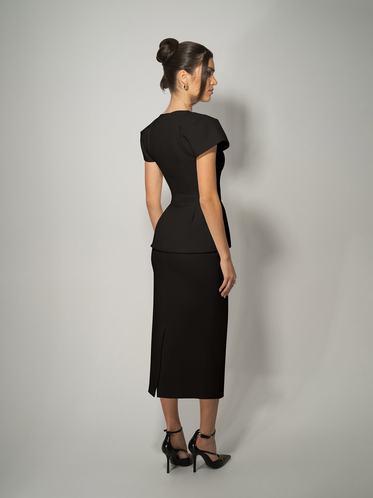 Short-Sleeved Fitted Top & Skirt Set by Tia Dorraine Women's Luxury Fashion Designer Clothing Brand