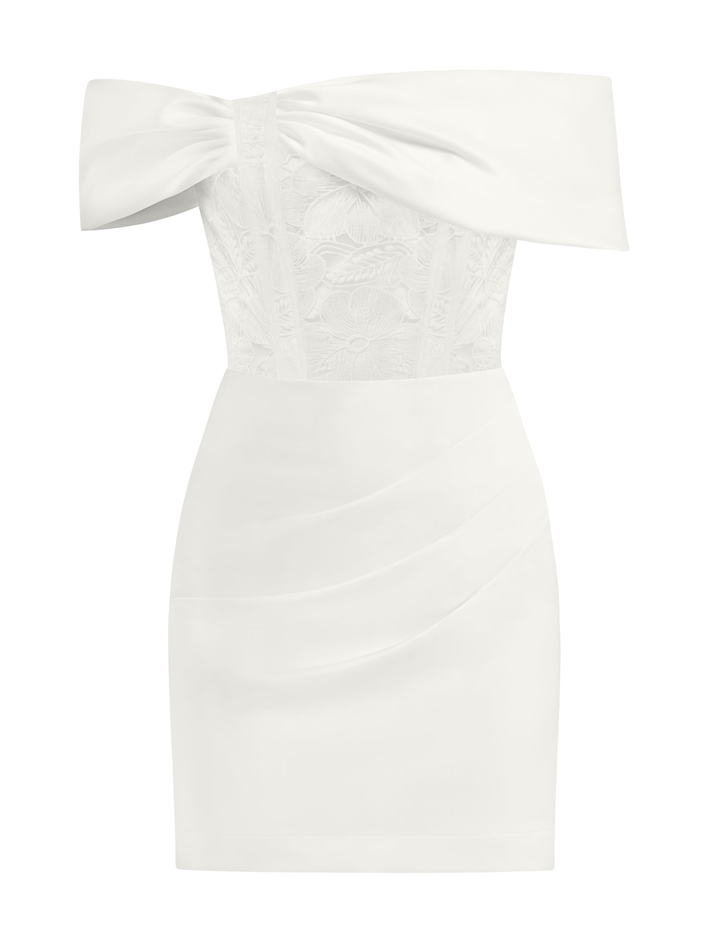 Signature of the Sun Mini Dress with Lace - Pearl White