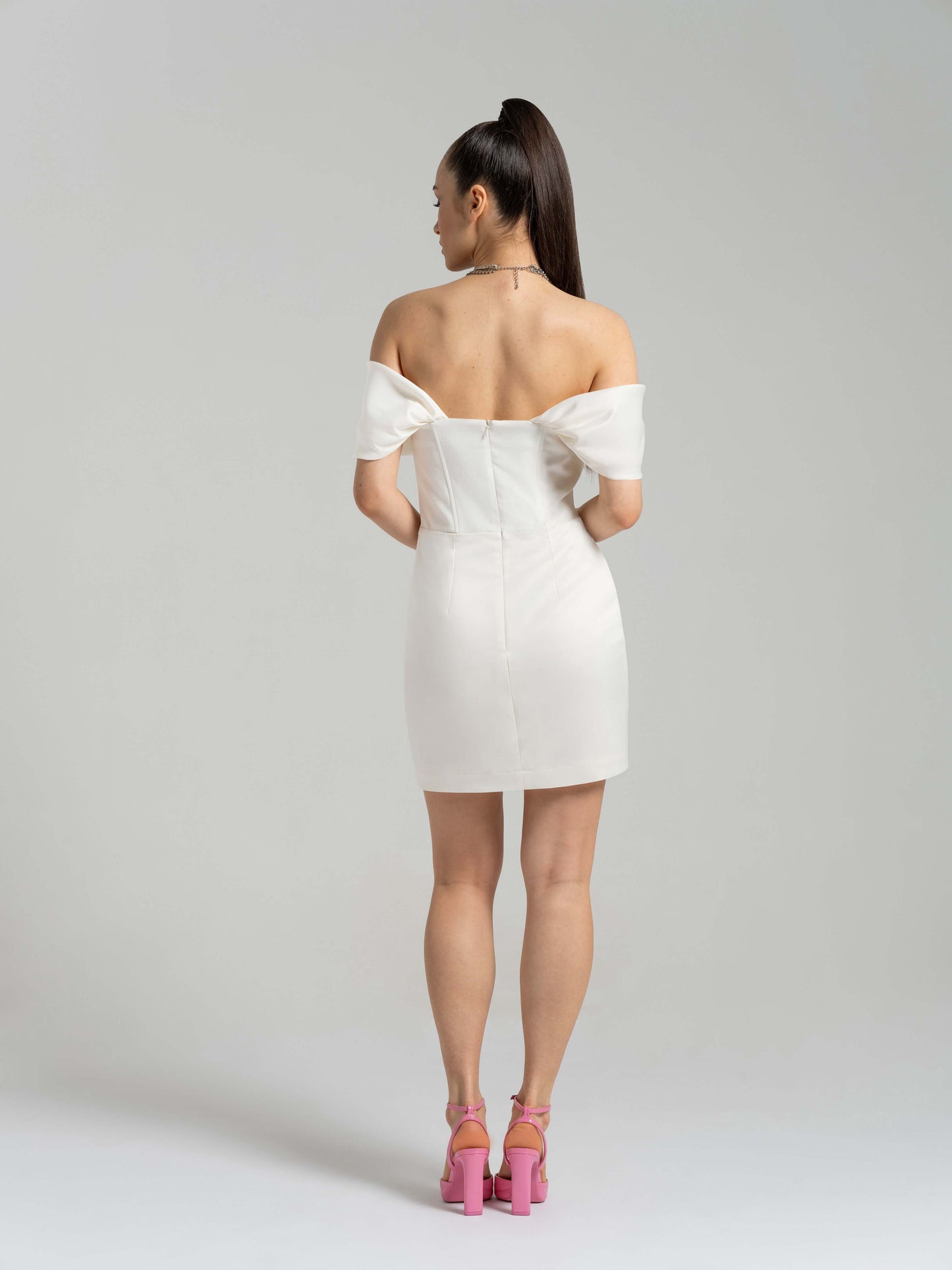 Signature of the Sun Mini Dress - Pearl White by Tia Dorraine Women's Luxury Fashion Designer Clothing Brand
