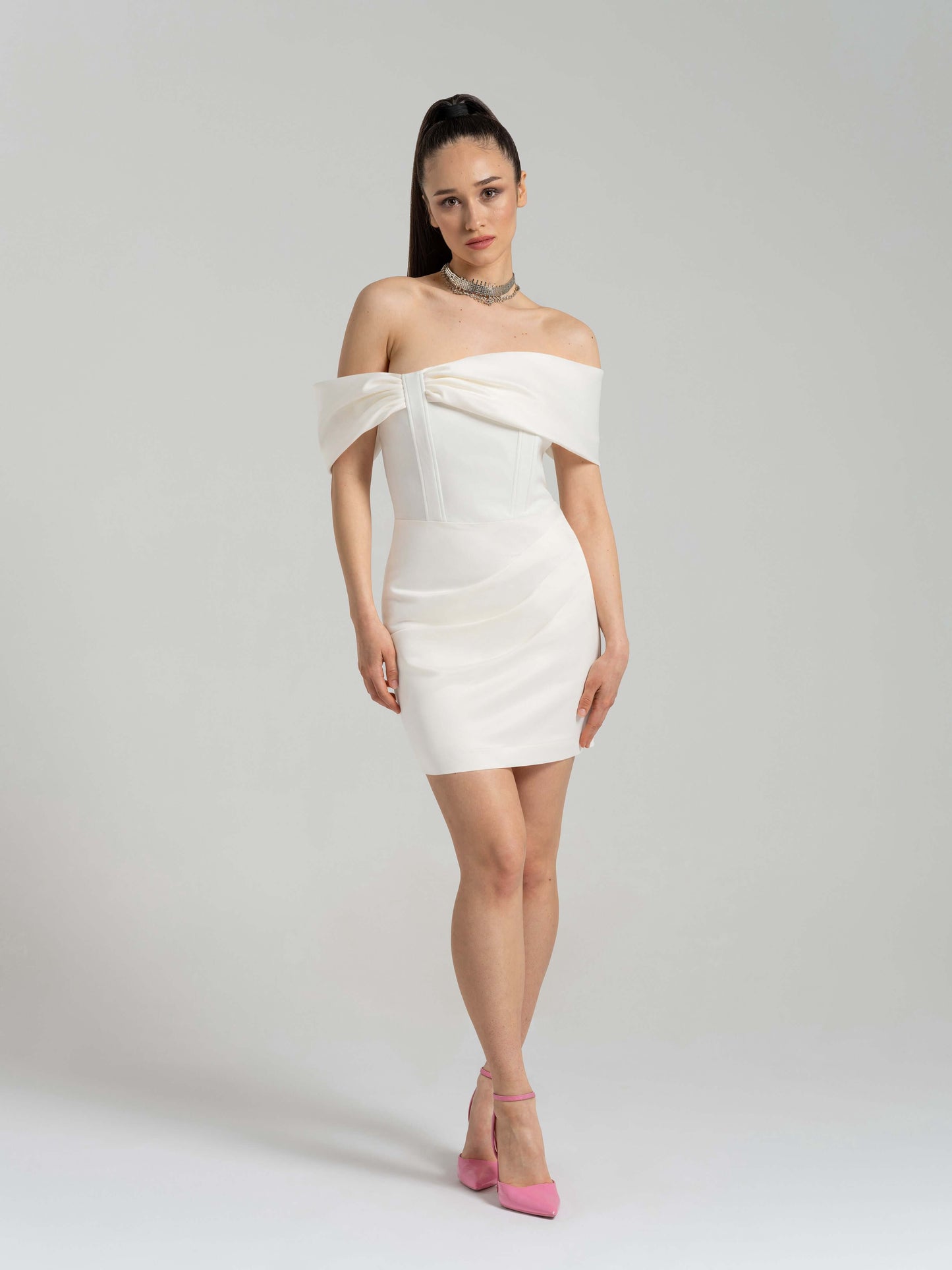 Signature of the Sun Mini Dress - Pearl White by Tia Dorraine Women's Luxury Fashion Designer Clothing Brand