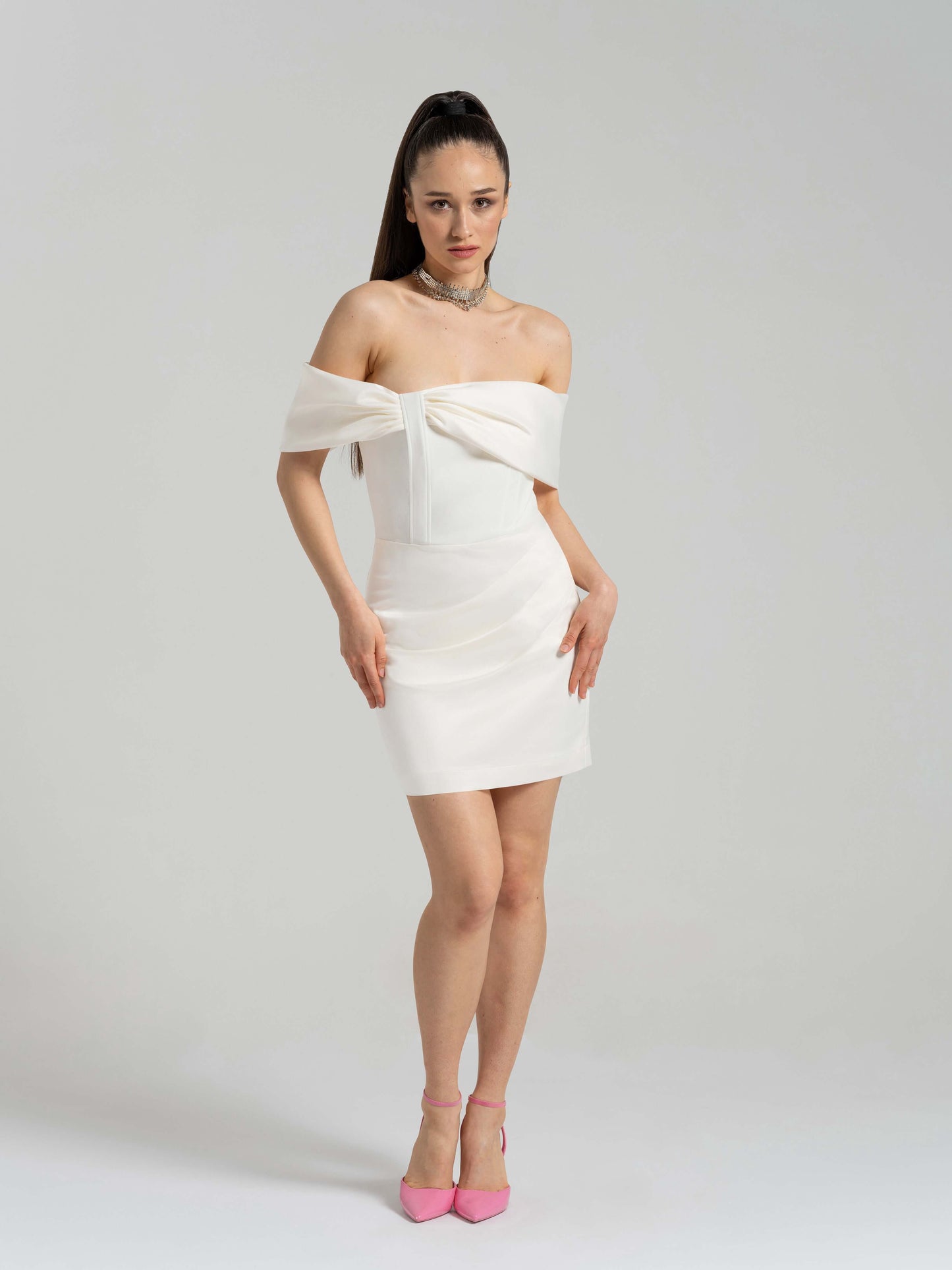 Signature of the Sun Mini Dress - Pearl White by Tia Dorraine Women's Luxury Fashion Designer Clothing Brand