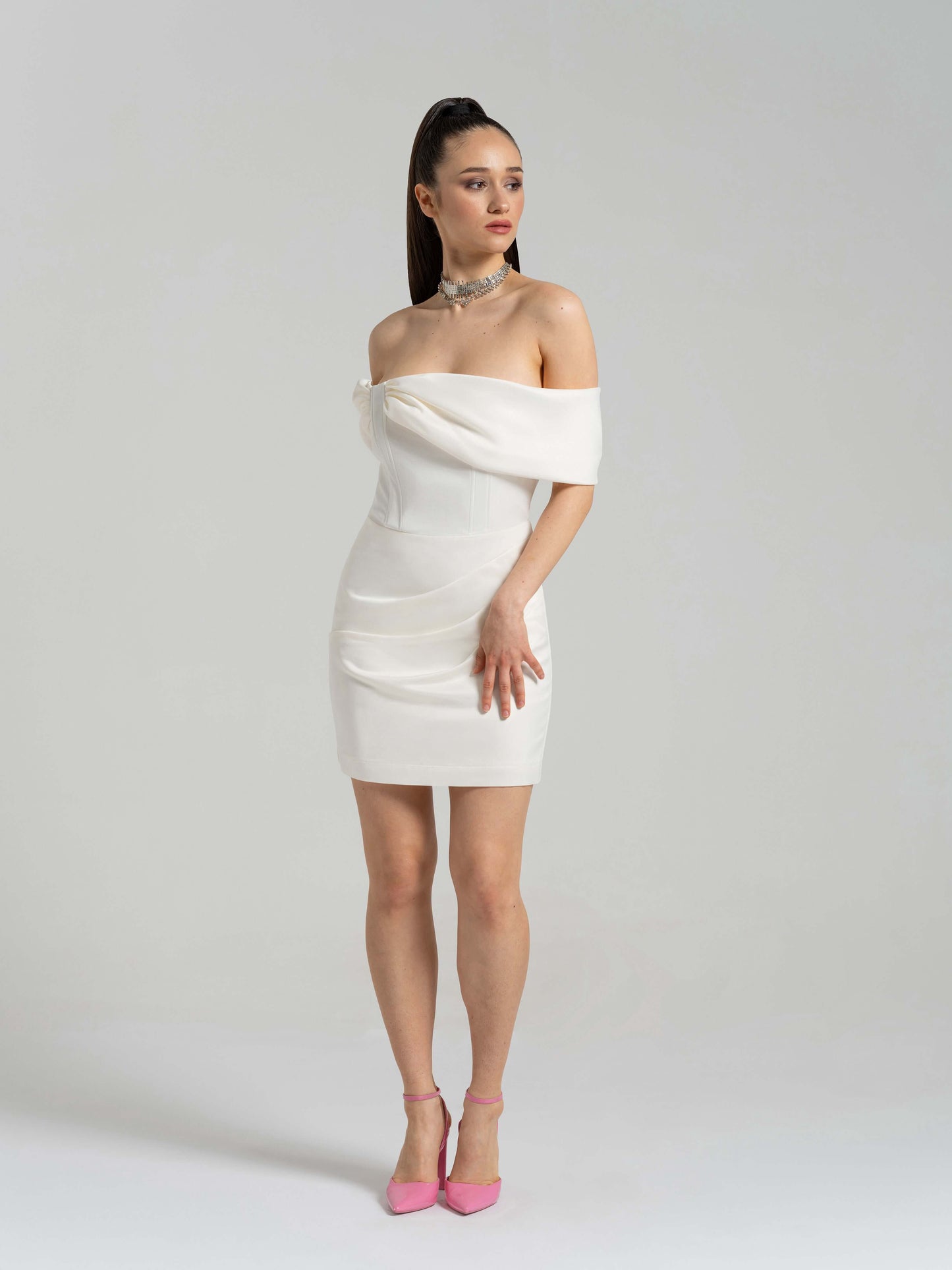 Signature of the Sun Mini Dress - Pearl White by Tia Dorraine Women's Luxury Fashion Designer Clothing Brand