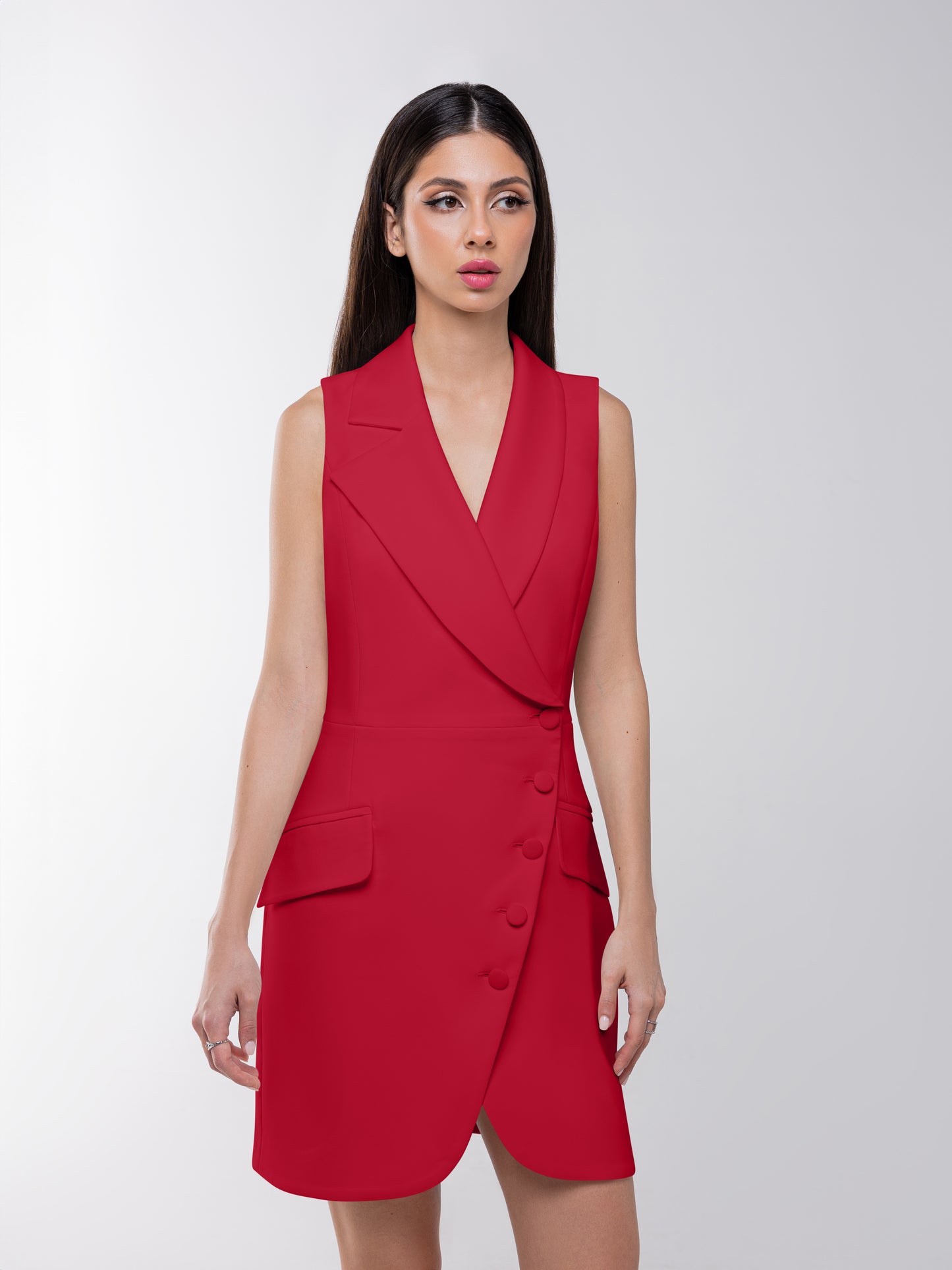 Significant Other Sleeveless Blazer Mini Dress - Fierce Red