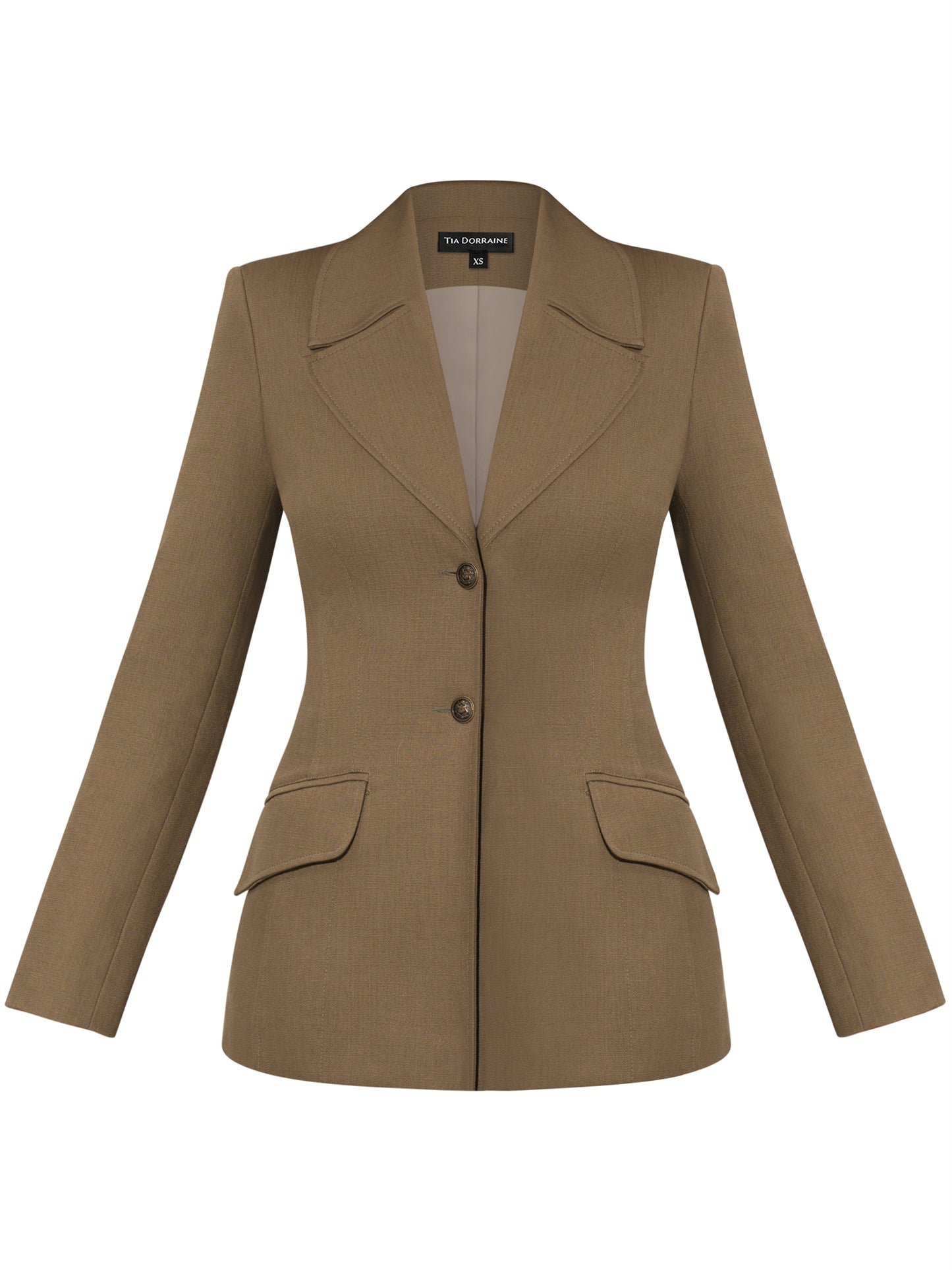 Single-Breasted Blazer in Linen - Green