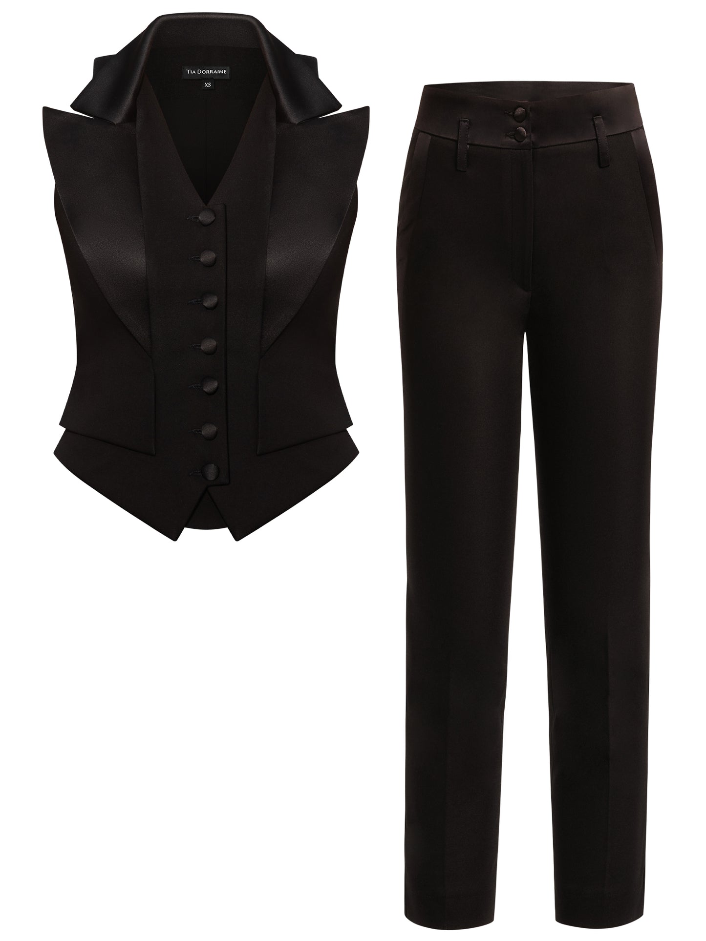 Single-Breasted Waistcoat & Tailored Trousers Set - Black