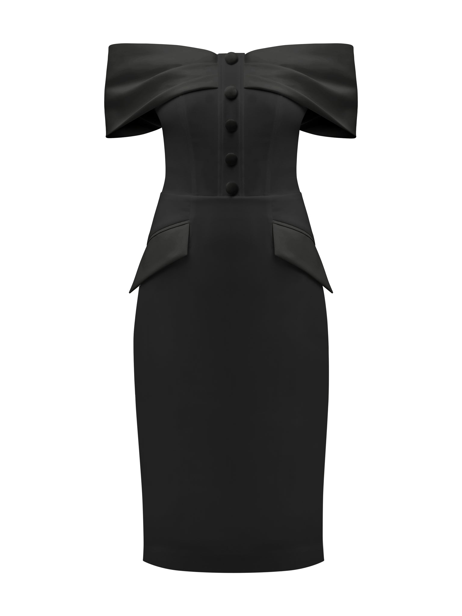 Steel Confidence Off-Shoulder Midi Dress by Tia Dorraine Women's Luxury Fashion Designer Clothing Brand
