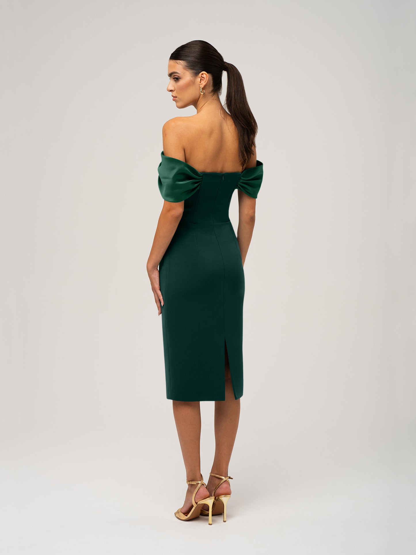 Steel Confidence Off-Shoulder Midi Dress by Tia Dorraine Women's Luxury Fashion Designer Clothing Brand