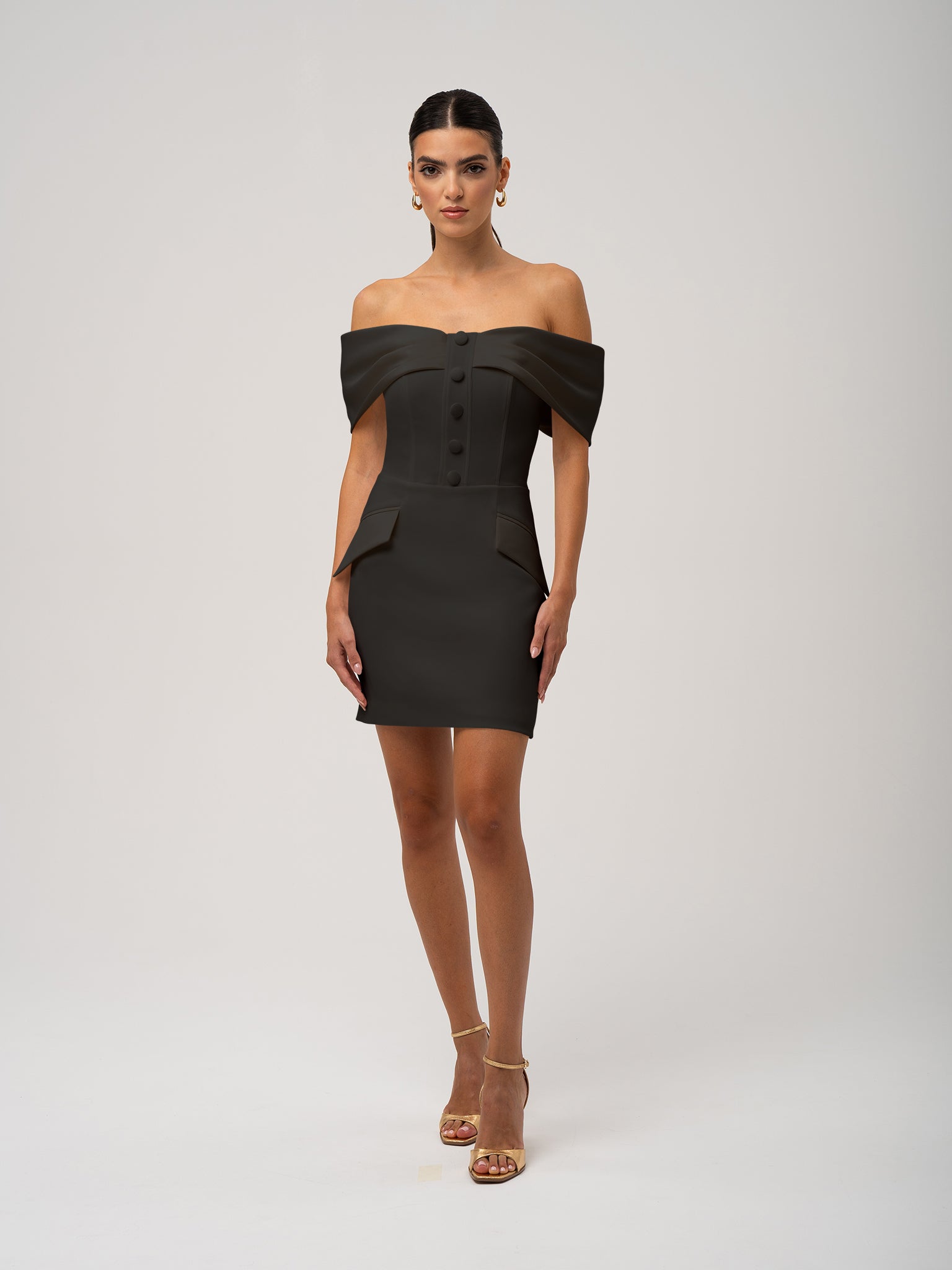 Steel Confidence Off-Shoulder Mini Dress - Black Black / M Steel Confidence Off-Shoulder Mini Dress - Black Black / M