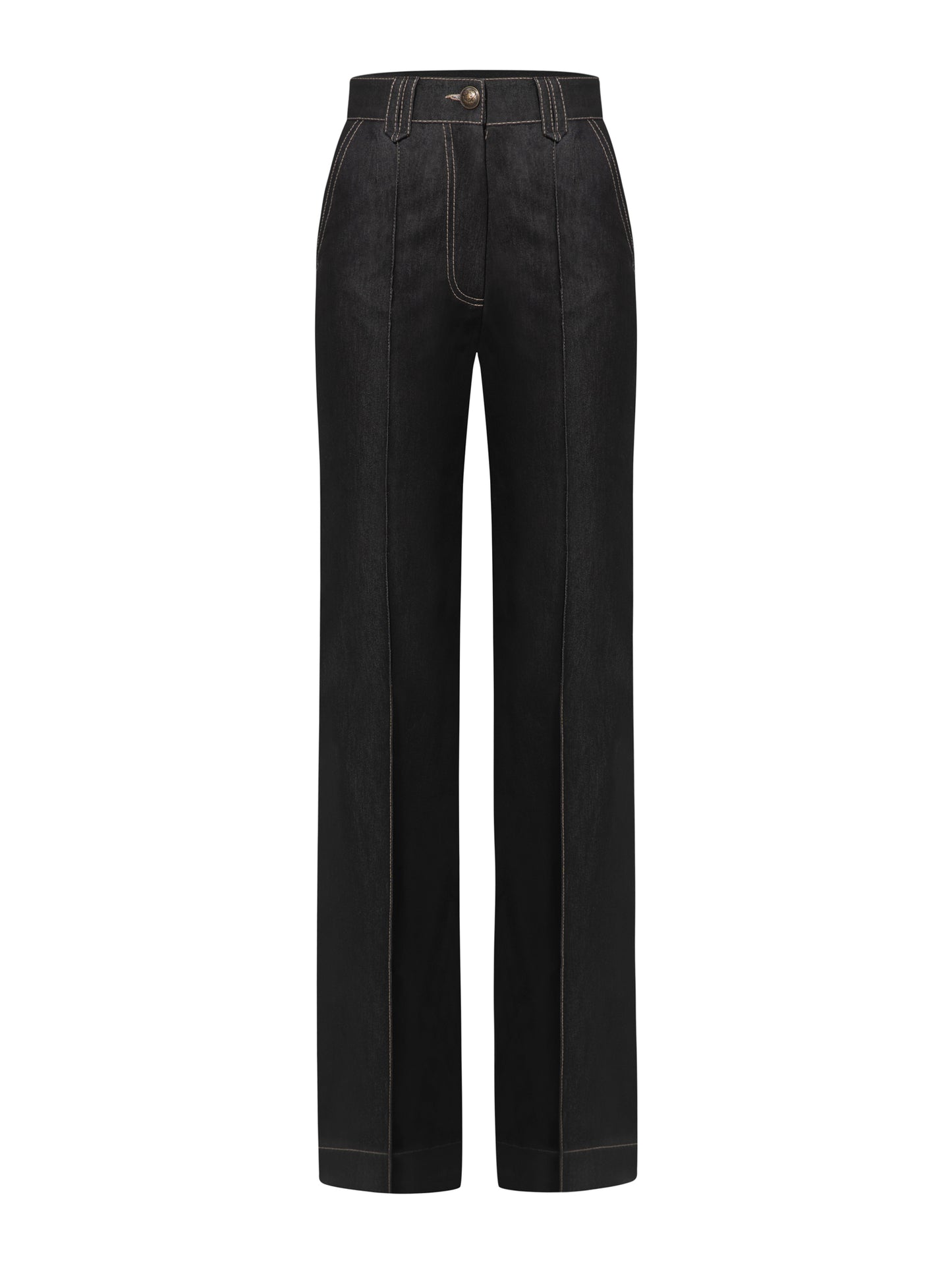 Straight-Leg Denim Trousers - Black