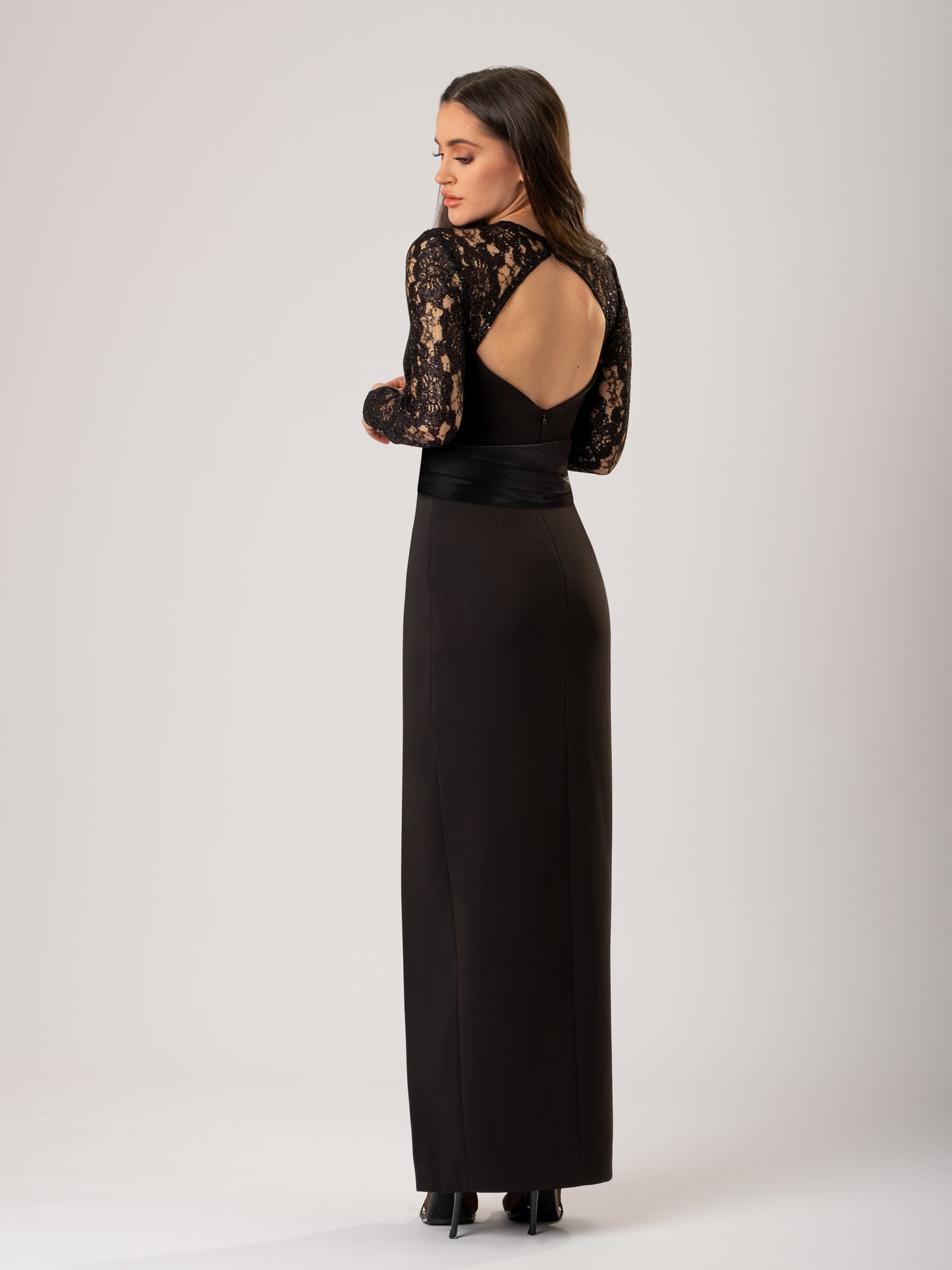 Glowing in the Dark Long Dress with Satin Belt