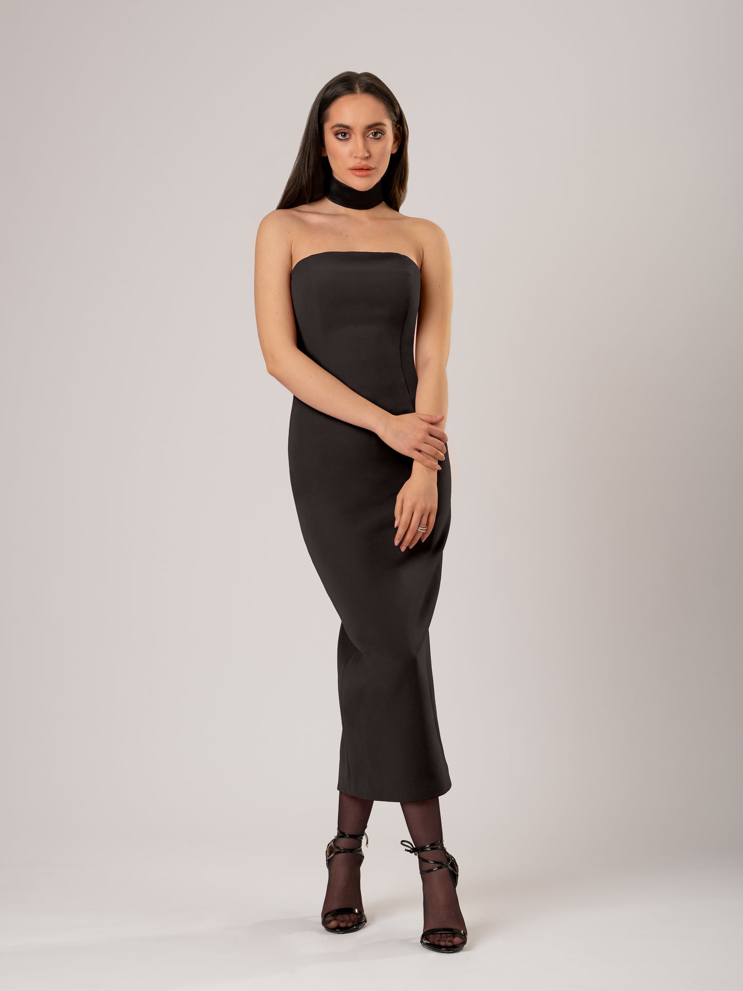 Kiss Me Fitted Bustier Midi Dress - Black