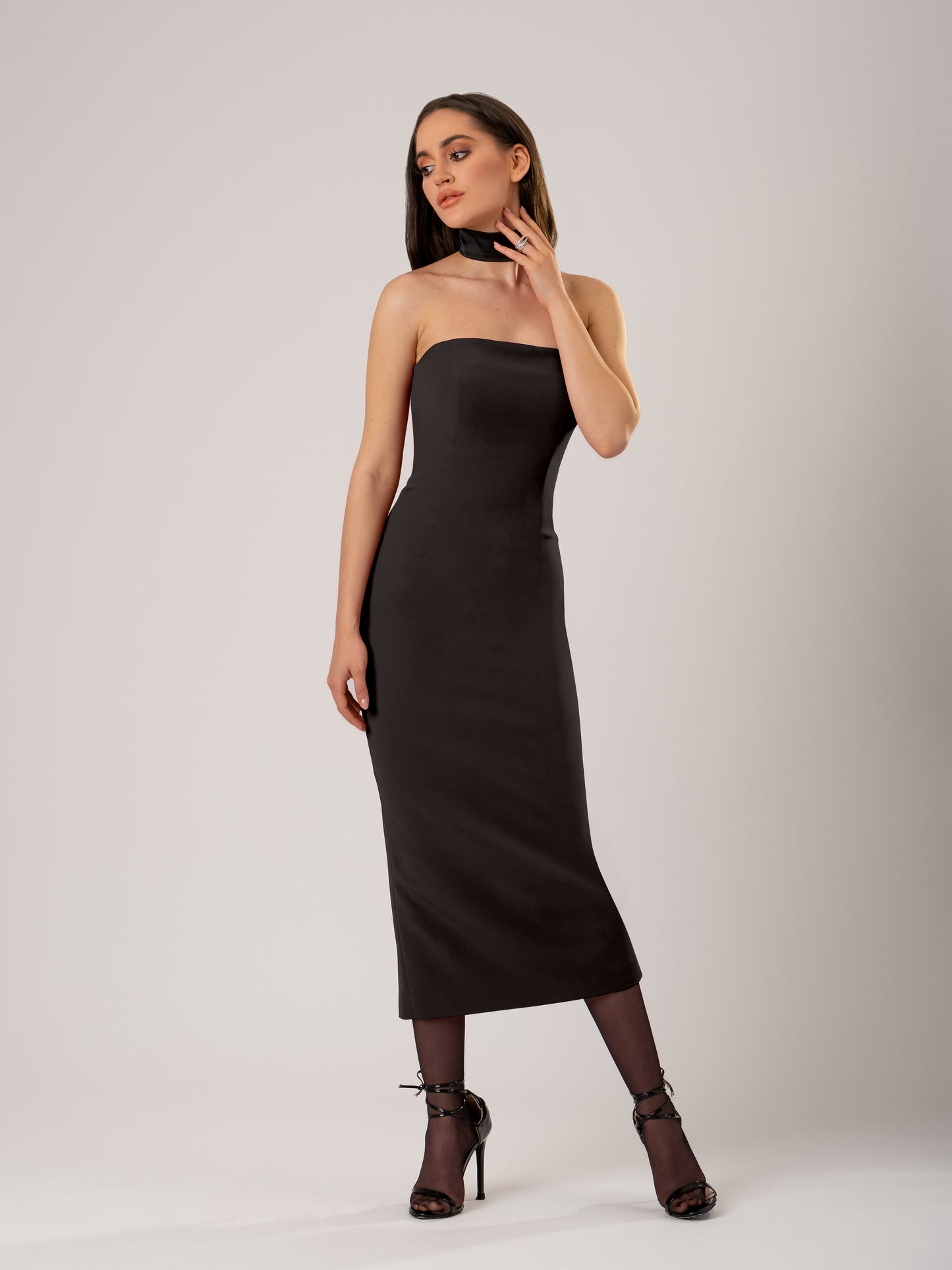 Kiss Me Fitted Bustier Midi Dress - Black