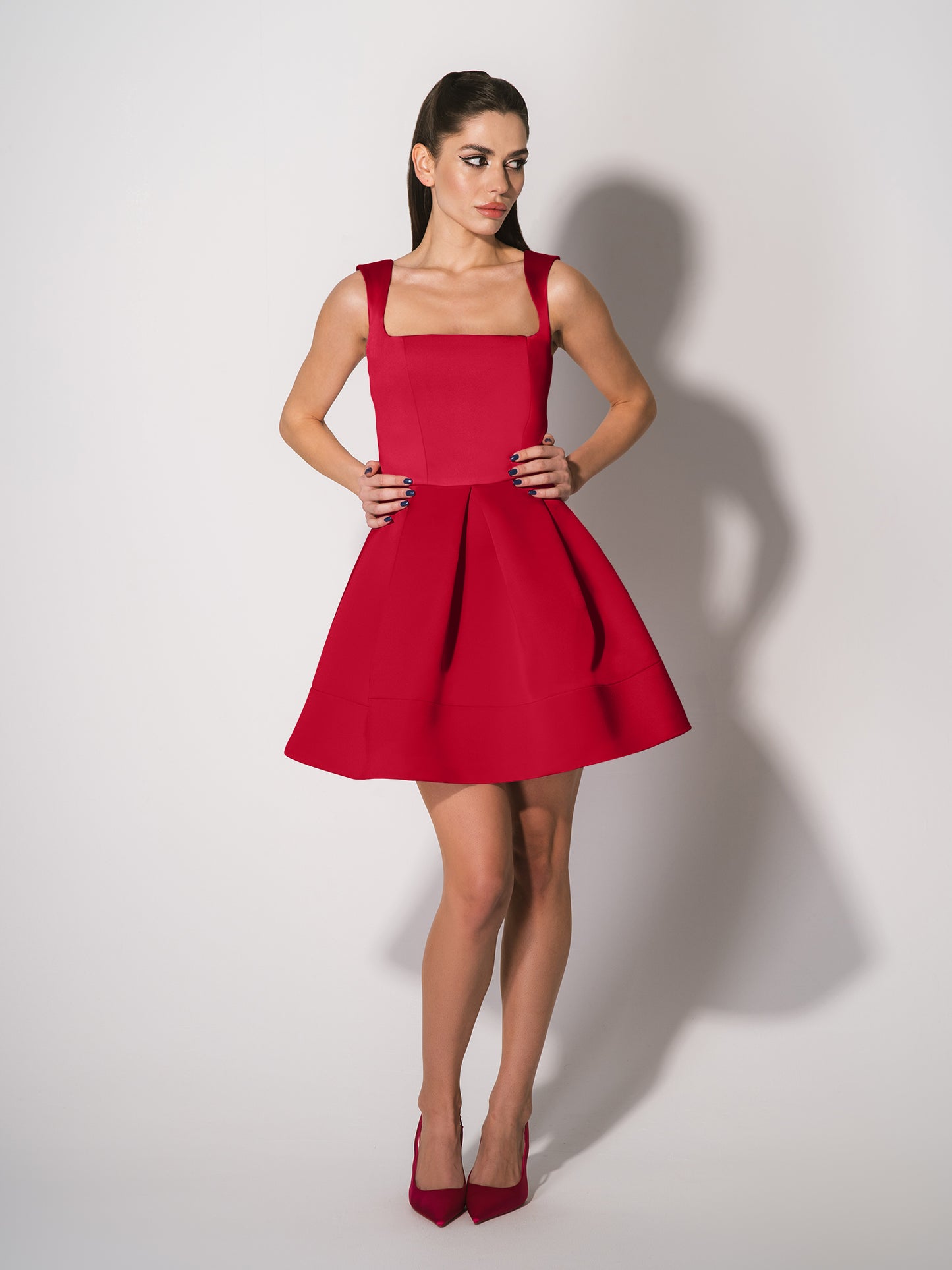 Sweet Love Flared Satin Mini Dress - Red