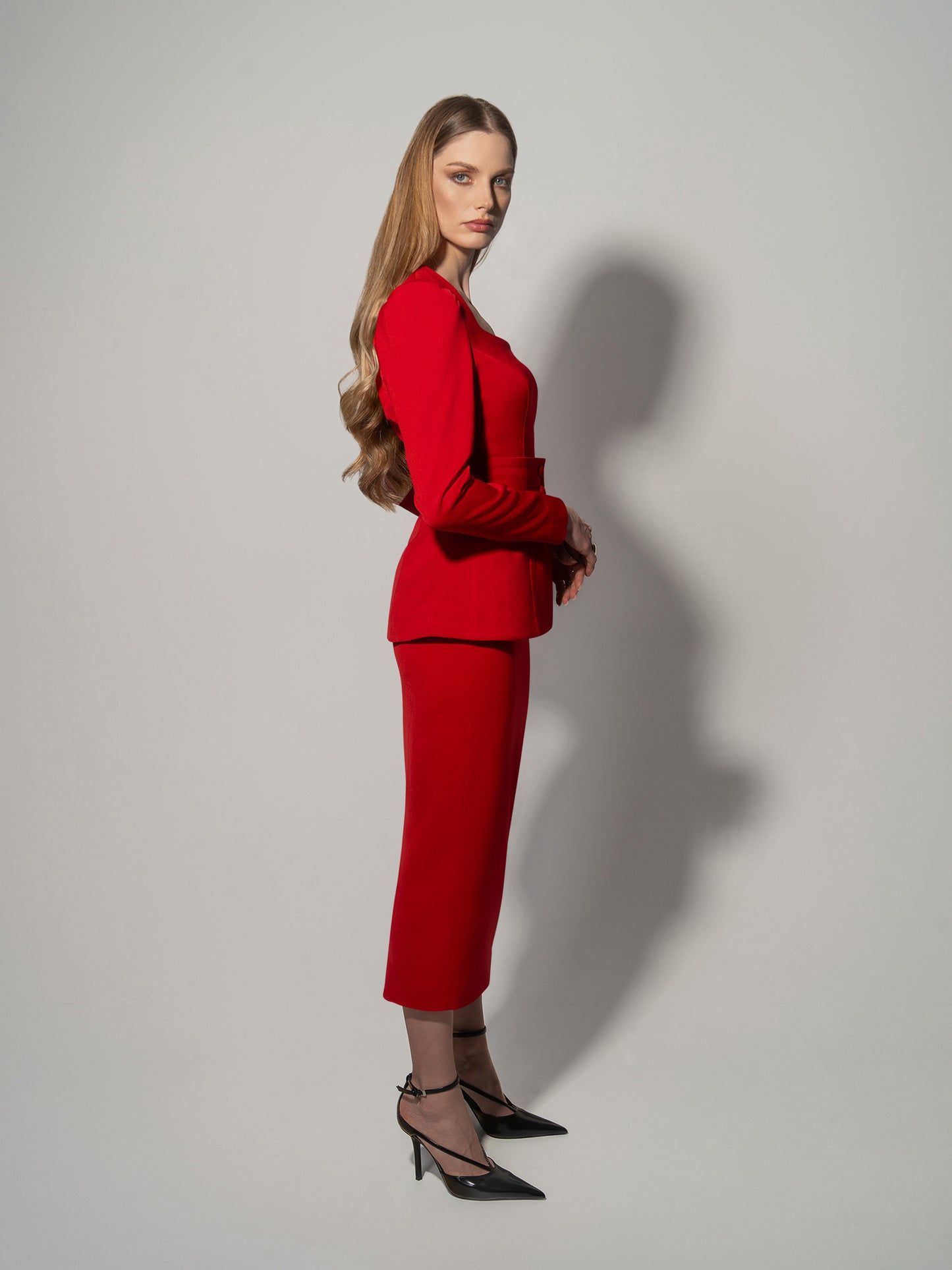 Fitted Sweetheart Blouse - Fierce Red