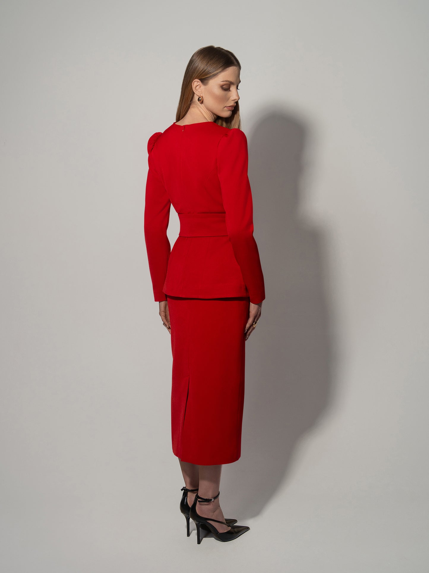 Fitted Sweetheart Blouse - Fierce Red
