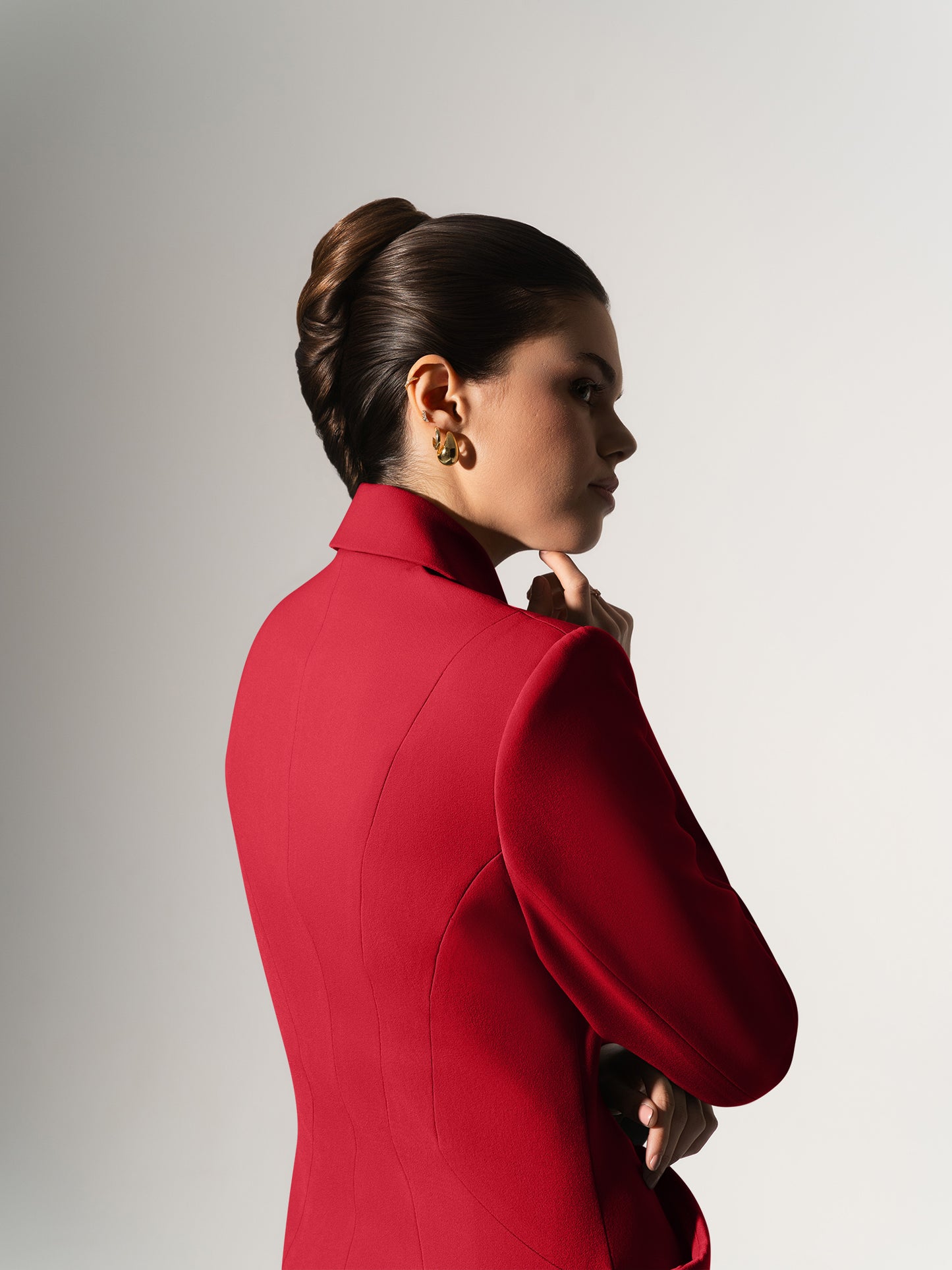 Tailored Fit Suiting Blazer & Skirt Suit - Fierce Red