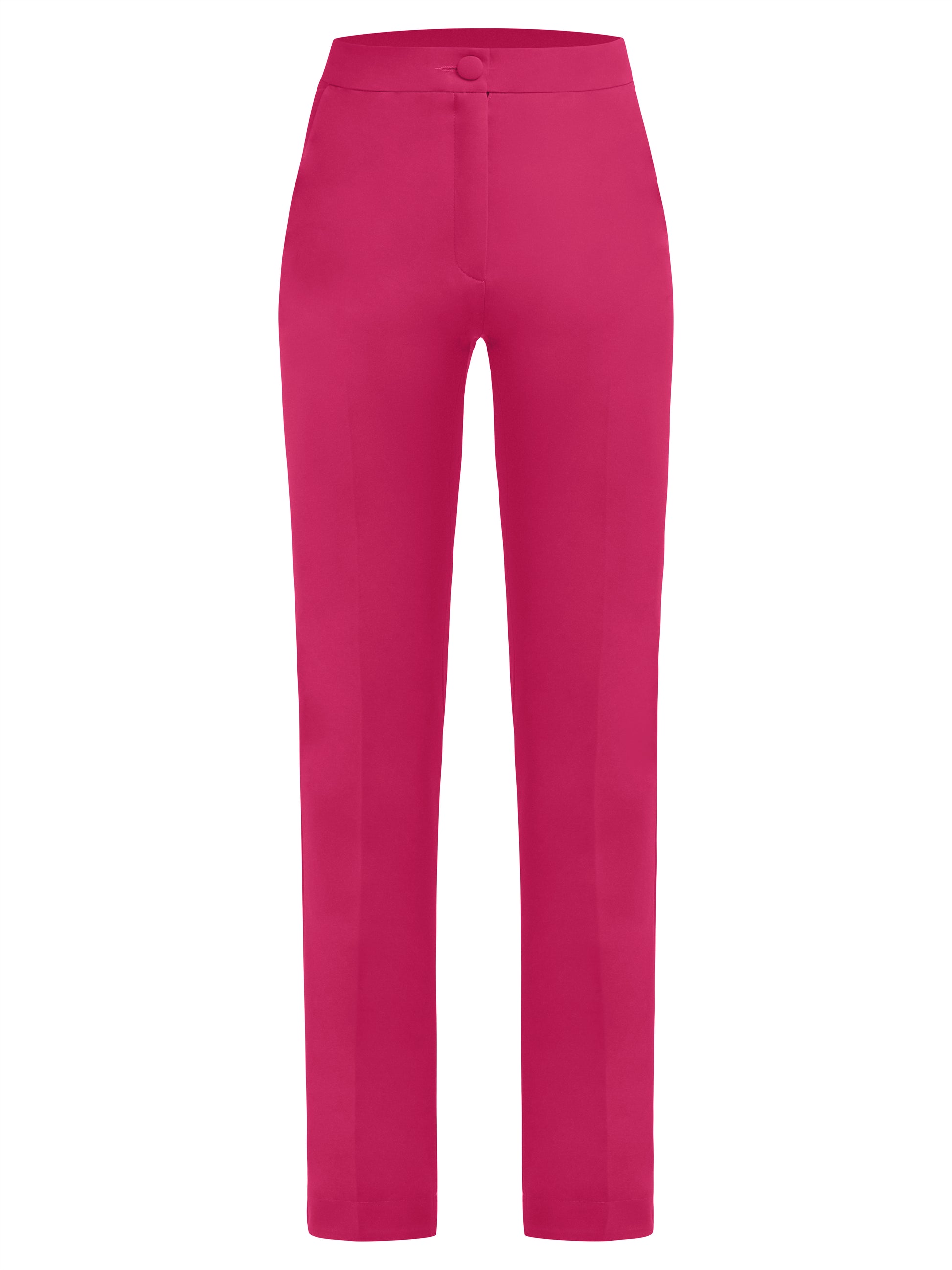 Tailored Straight-Leg Trousers - Hot Pink by Tia Dorraine Women's Luxury Fashion Designer Clothing Brand