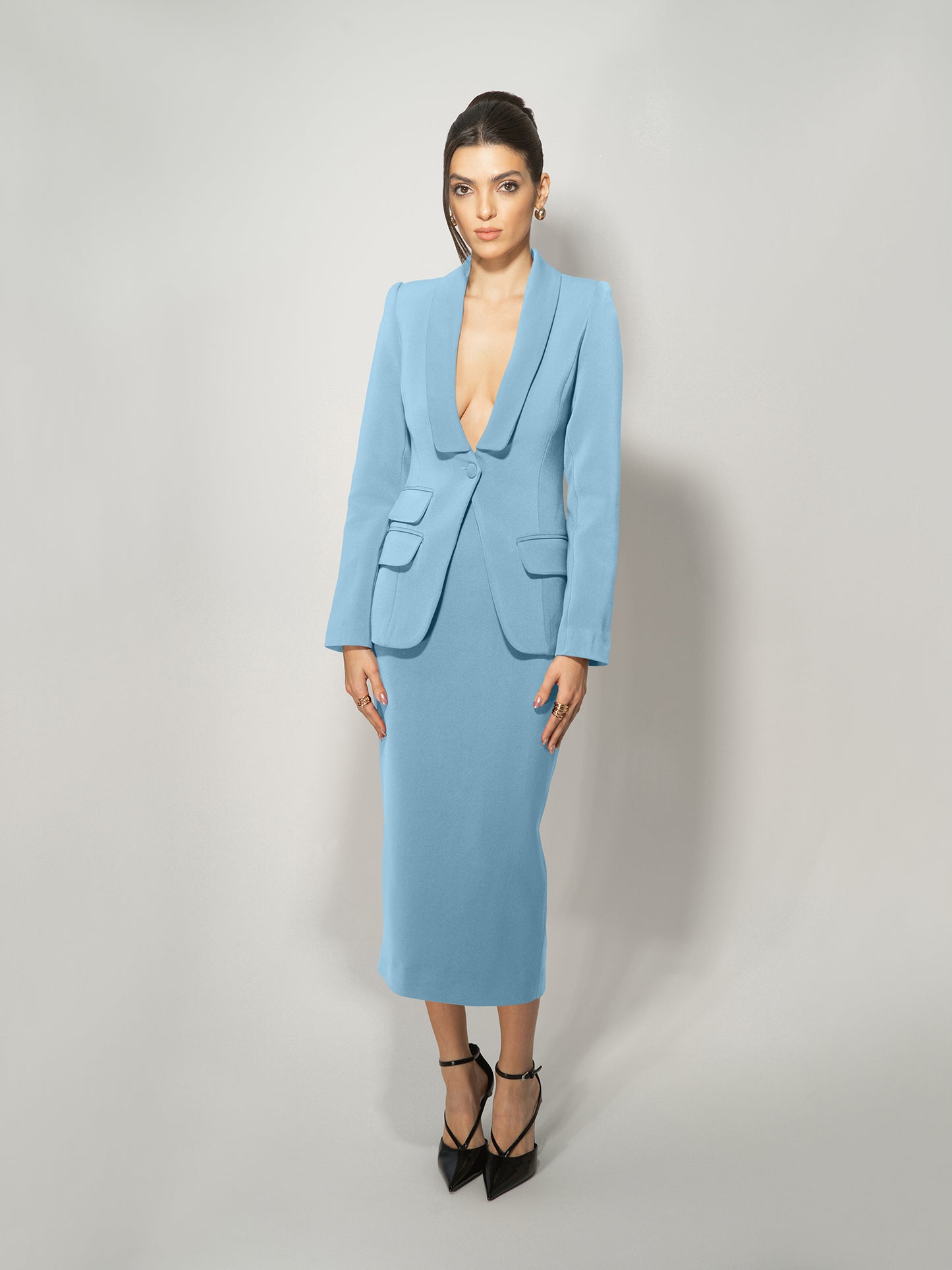 Vision Tailored Blazer & Skirt Suit by Tia Dorraine Women's Luxury Fashion Designer Clothing Brand