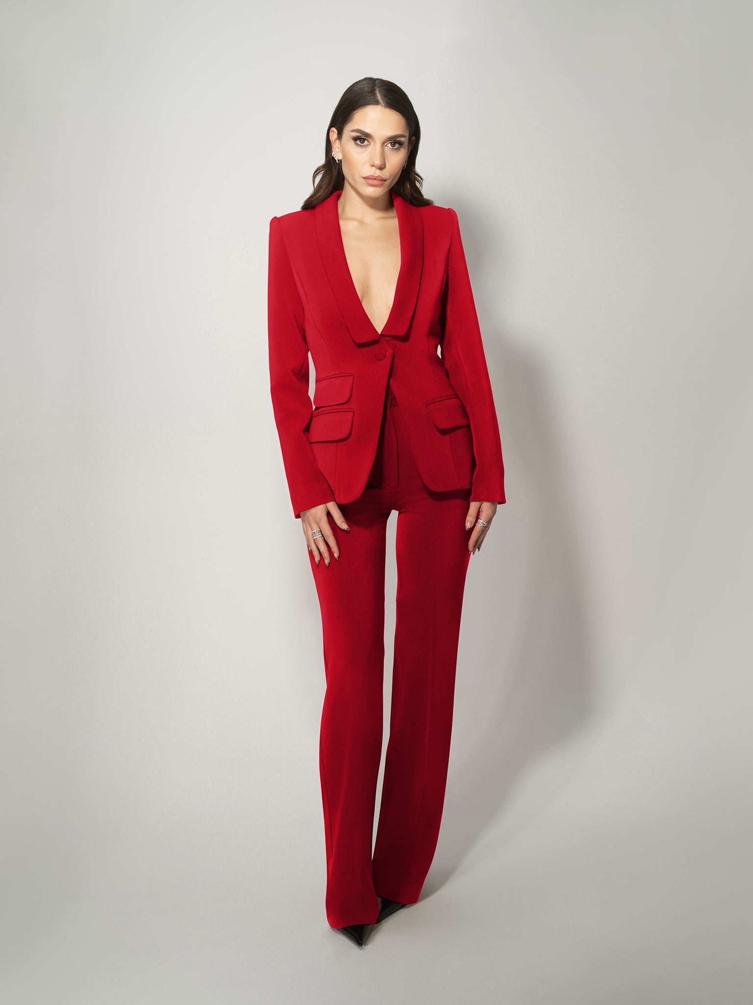 Tia Dorraine Vision Tailored Blazer And Trousers Suit - Red Tia Dorraine Vision Tailored Blazer And Trousers Suit - Red