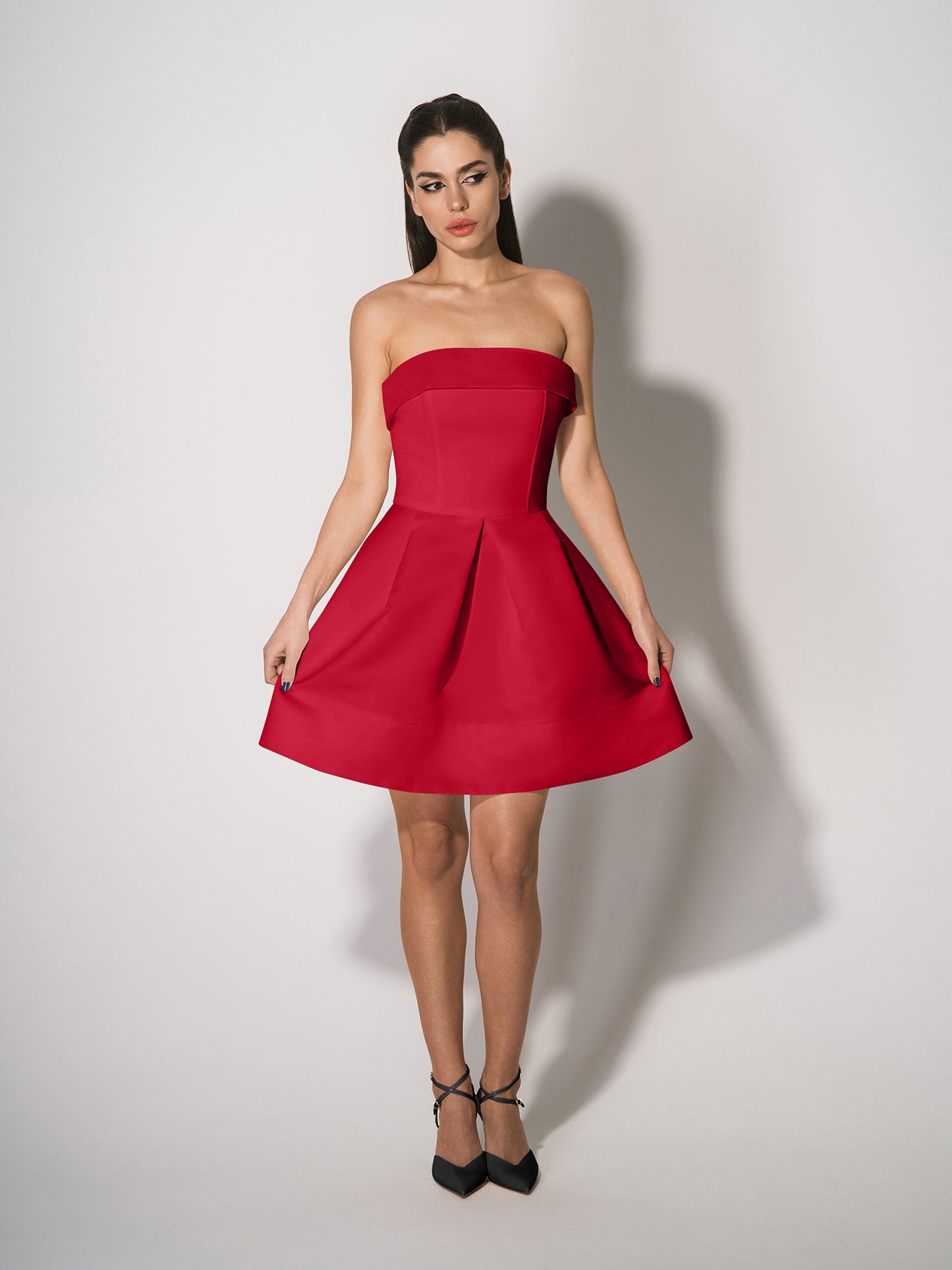 Wild Flower Flared Satin Mini Dress by Tia Dorraine Women's Luxury Fashion Designer Clothing Brand