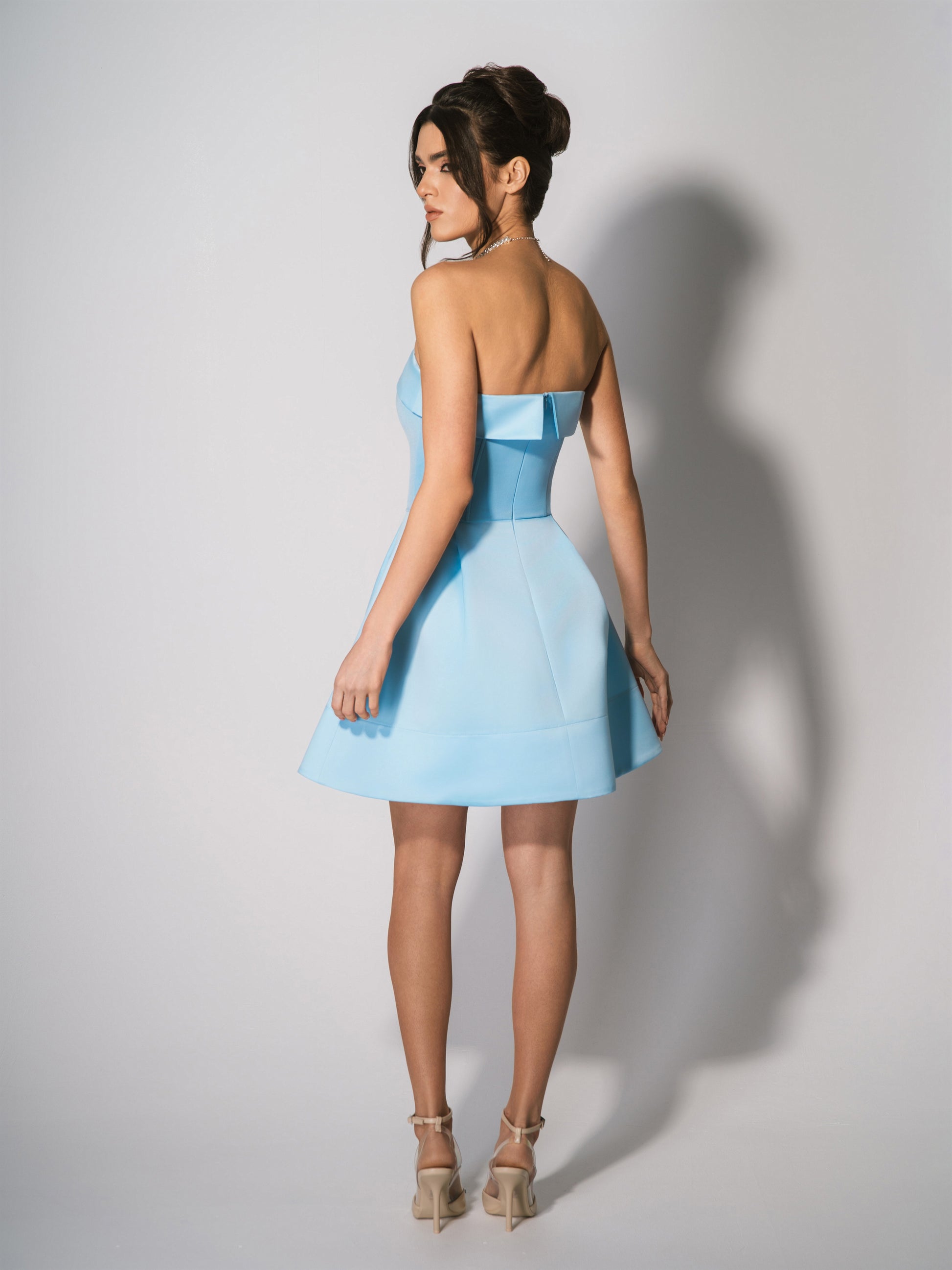 Wild Flower Flared Satin Mini Dress by Tia Dorraine Women's Luxury Fashion Designer Clothing Brand