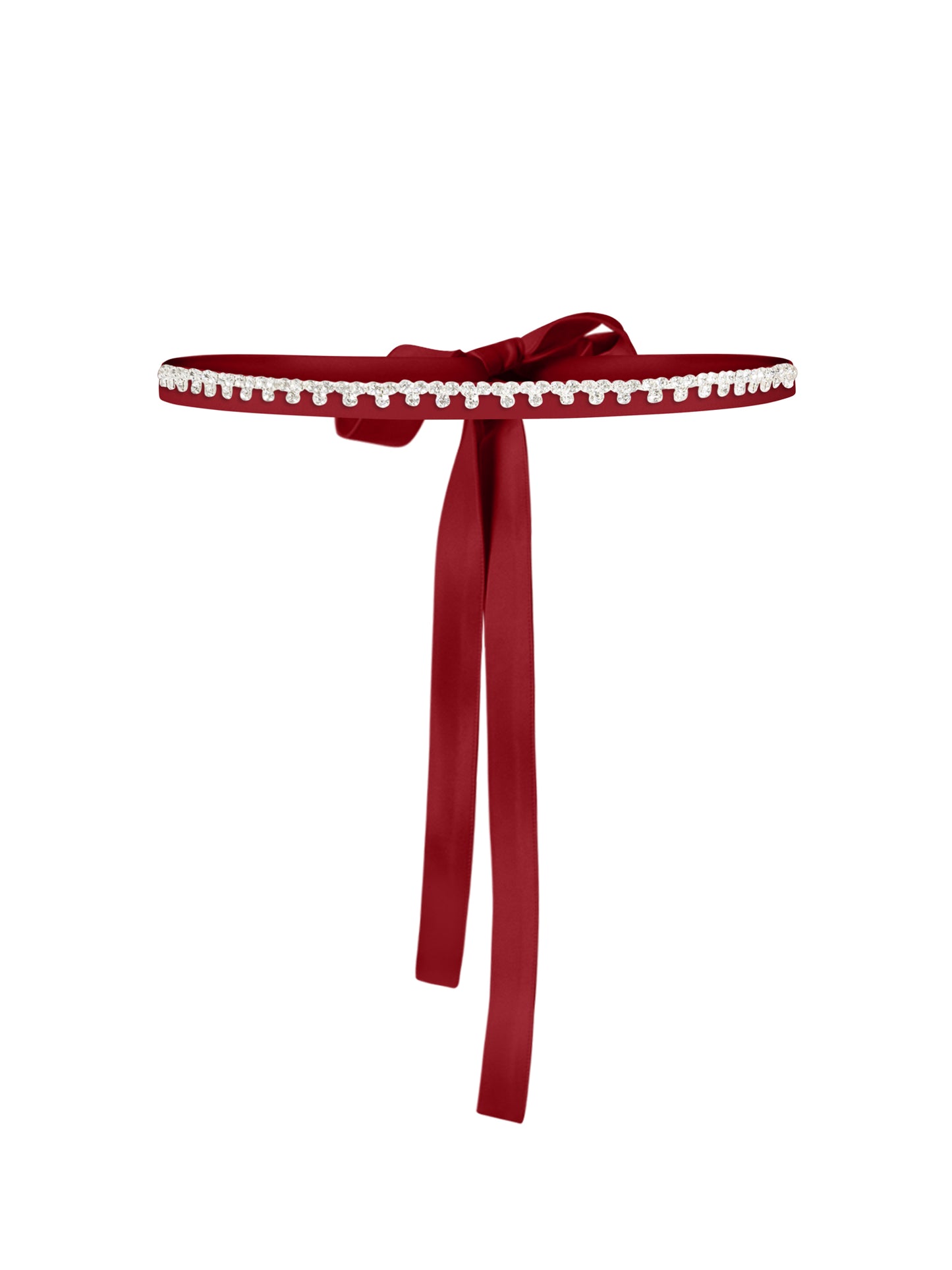 Crystal-Embellished Belt - Burgundy