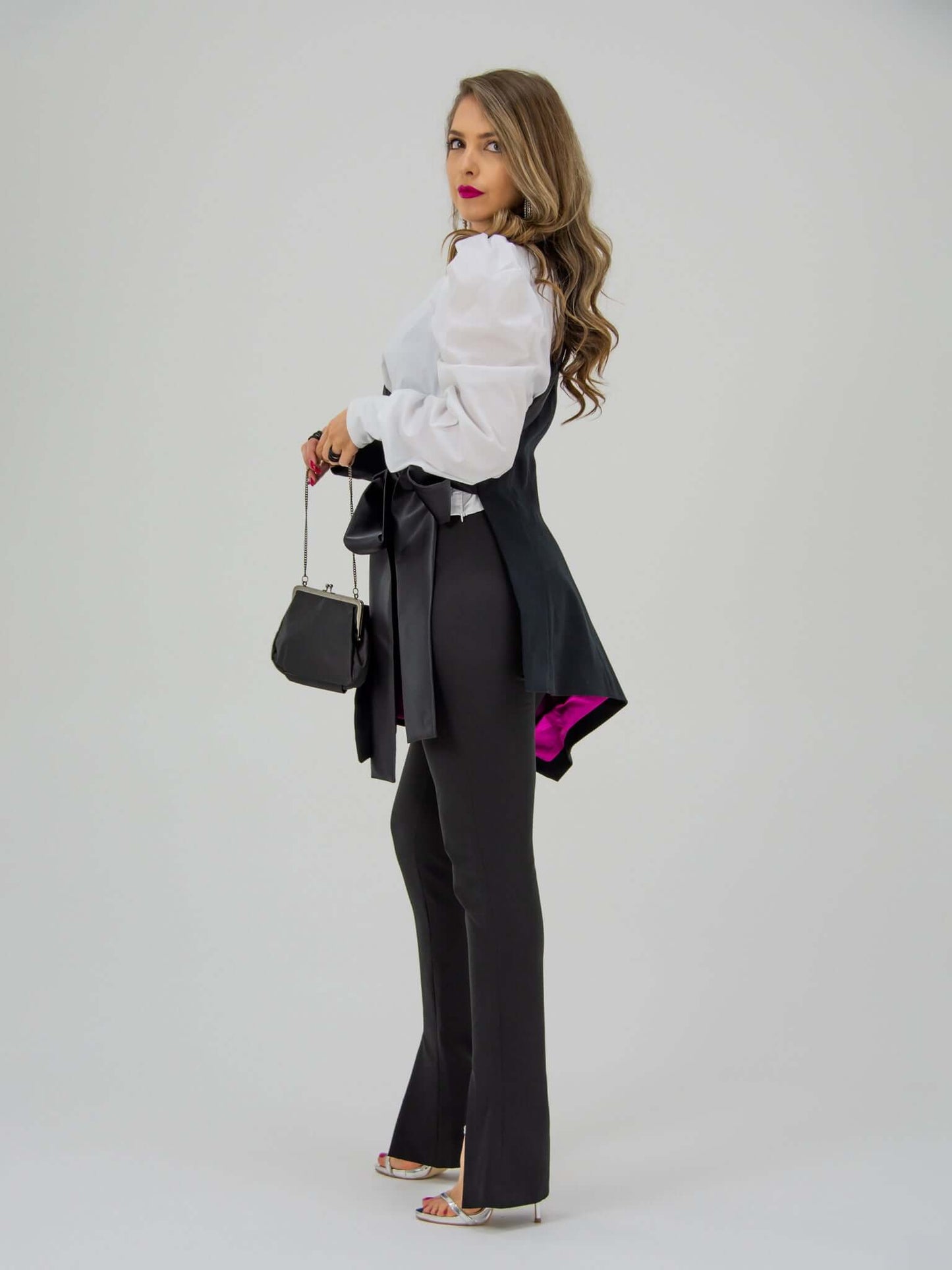 Double Identity Asymmetric Half Blazer by Tia Dorraine Women's Luxury Fashion Designer Clothing Brand