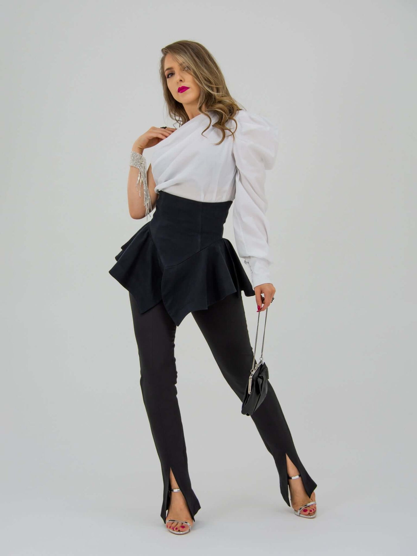 Double Identity One-Shoulder Poplin Shirt by Tia Dorraine Women's Luxury Fashion Designer Clothing Brand