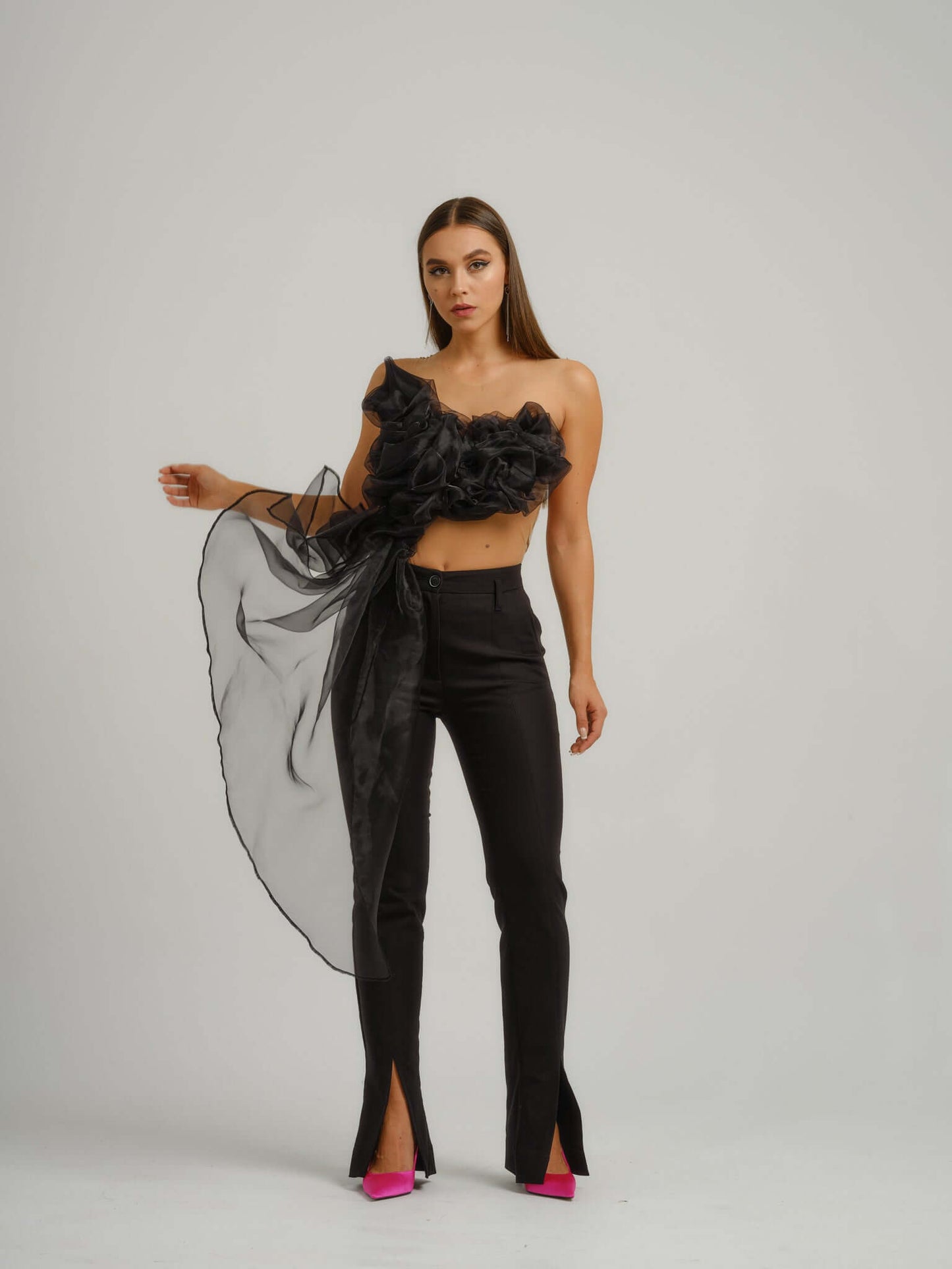 Double Identity Slim Trousers With Slits by Tia Dorraine Women's Luxury Fashion Designer Clothing Brand