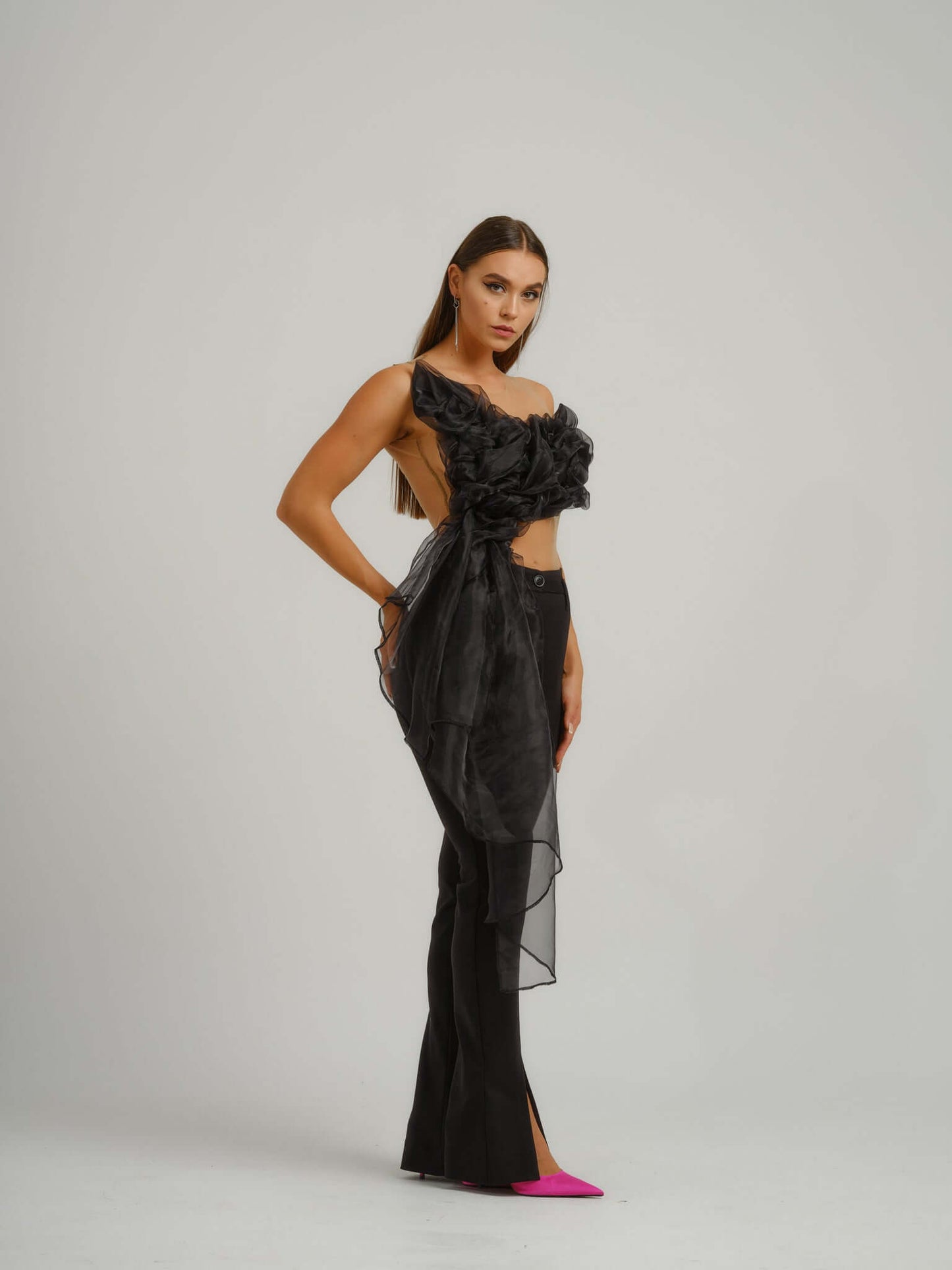 Double Identity Slim Trousers With Slits by Tia Dorraine Women's Luxury Fashion Designer Clothing Brand