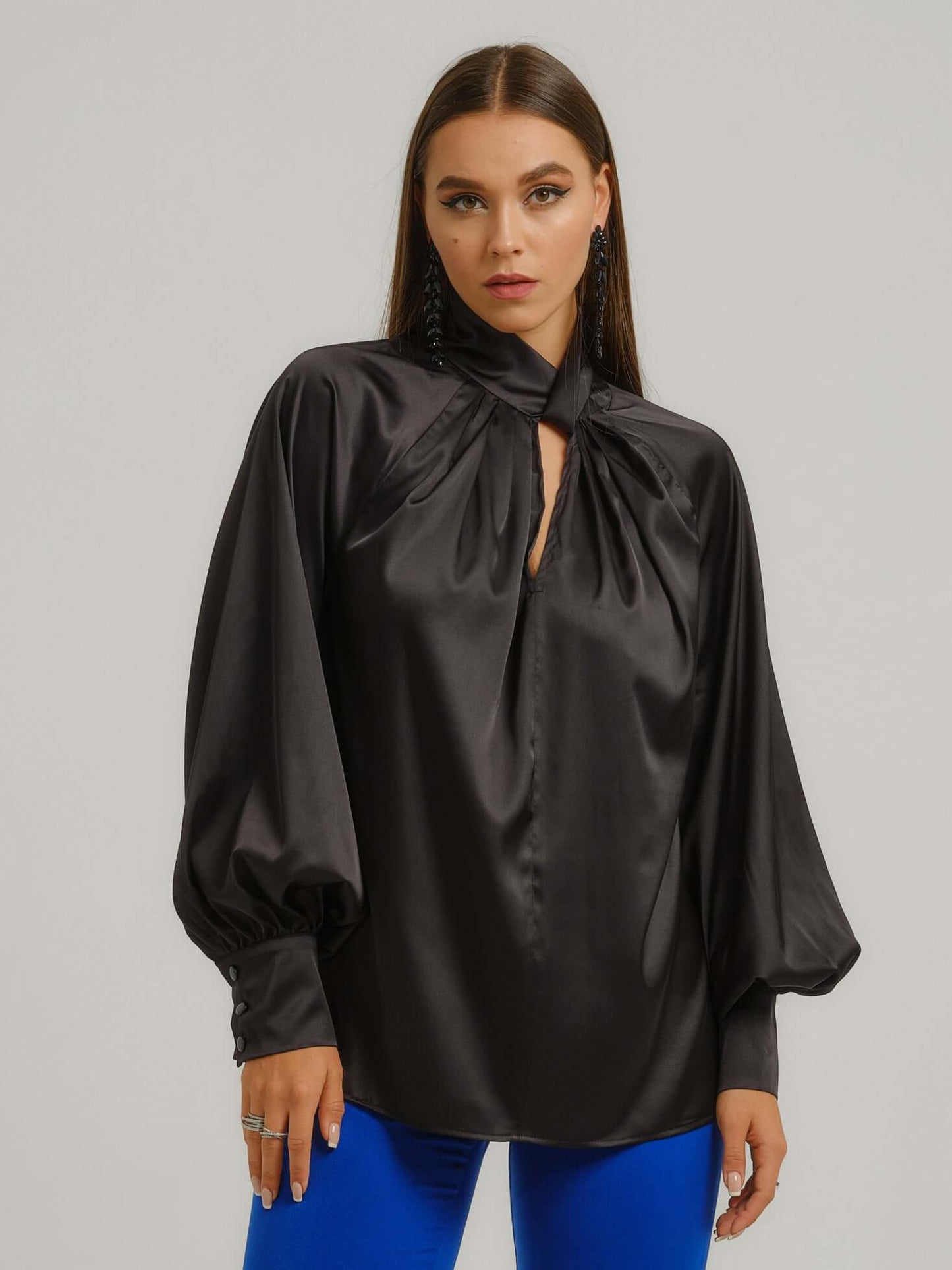 Get Down to Business Oversized Blouse - Black by Tia Dorraine Women's Luxury Fashion Designer Clothing Brand