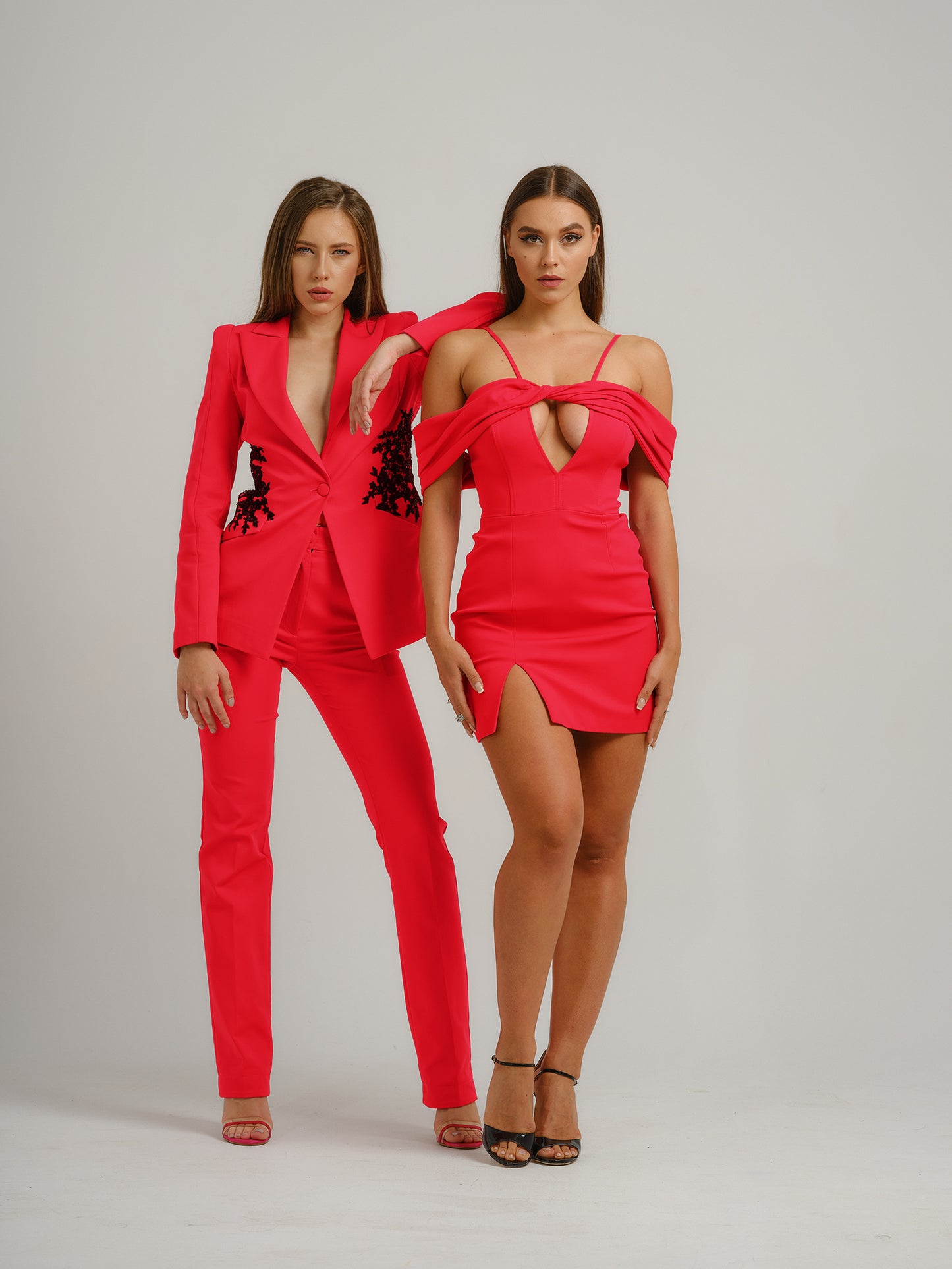 Fantasy Tailored Suit with Embroidery - Red by Tia Dorraine Women's Luxury Fashion Designer Clothing Brand