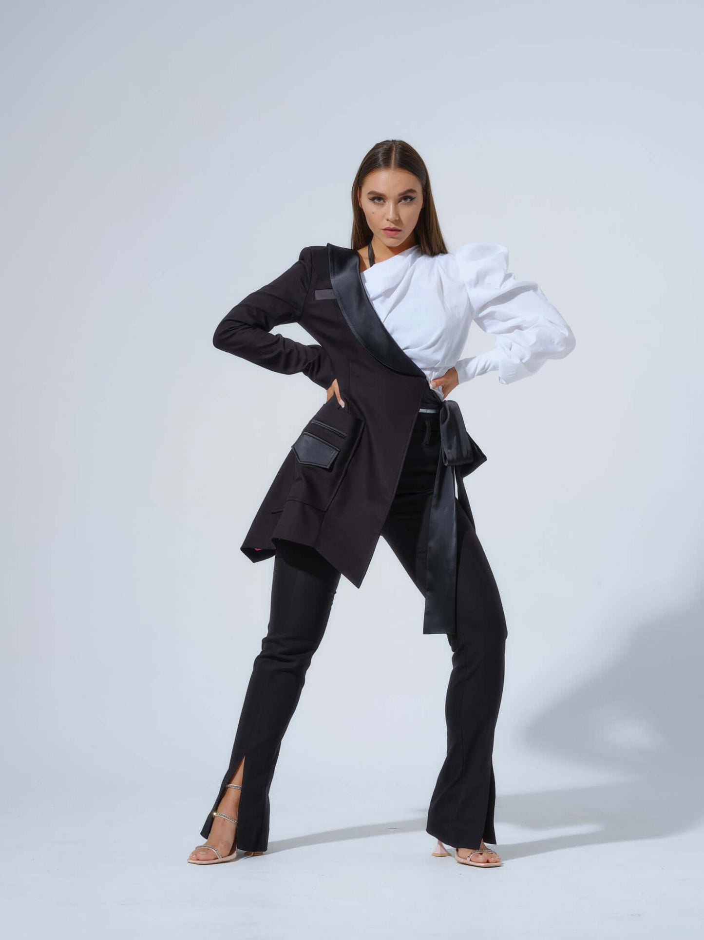 Double Identity One-Shoulder Poplin Shirt by Tia Dorraine Women's Luxury Fashion Designer Clothing Brand