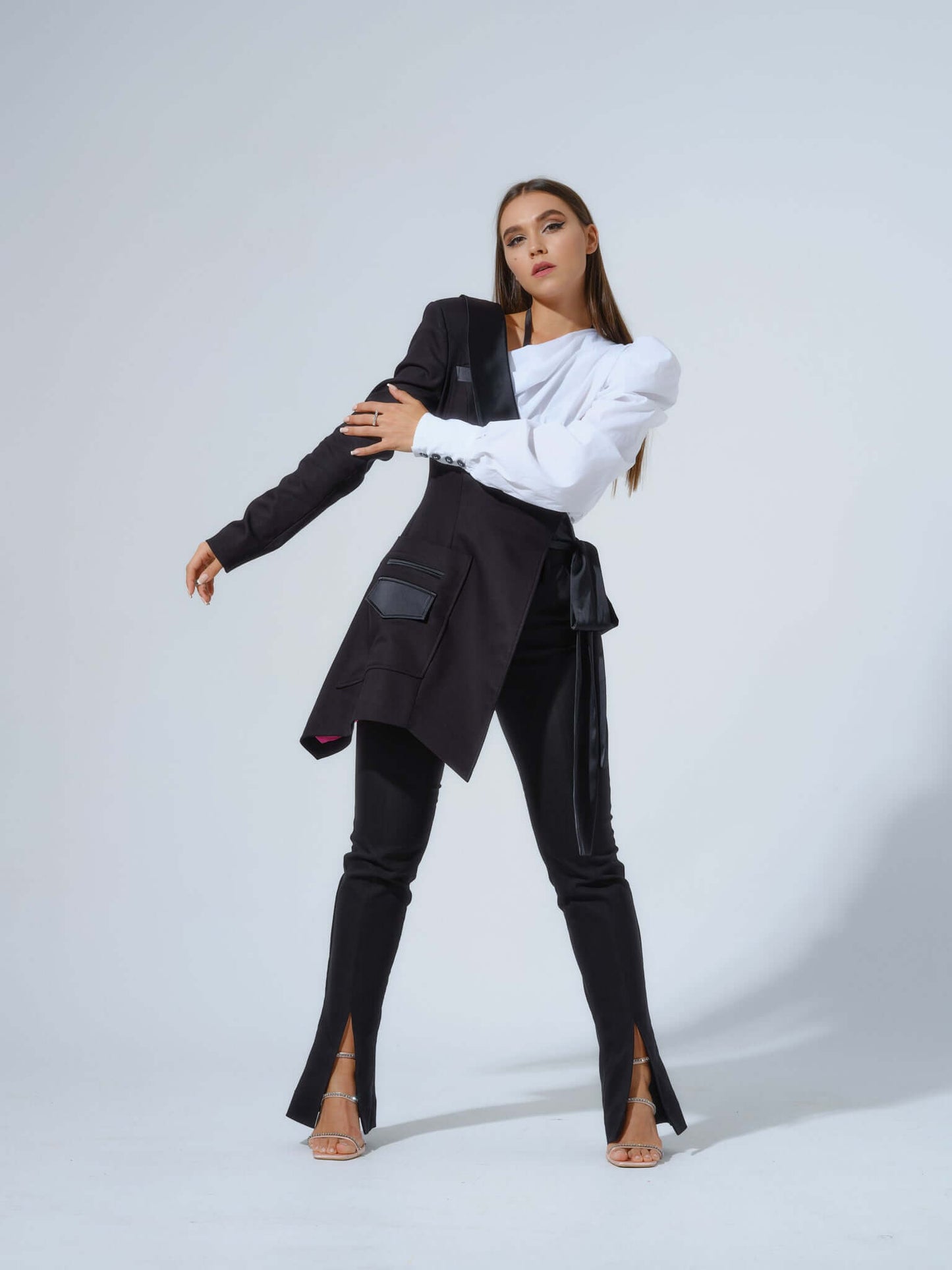 Double Identity One-Shoulder Poplin Shirt by Tia Dorraine Women's Luxury Fashion Designer Clothing Brand
