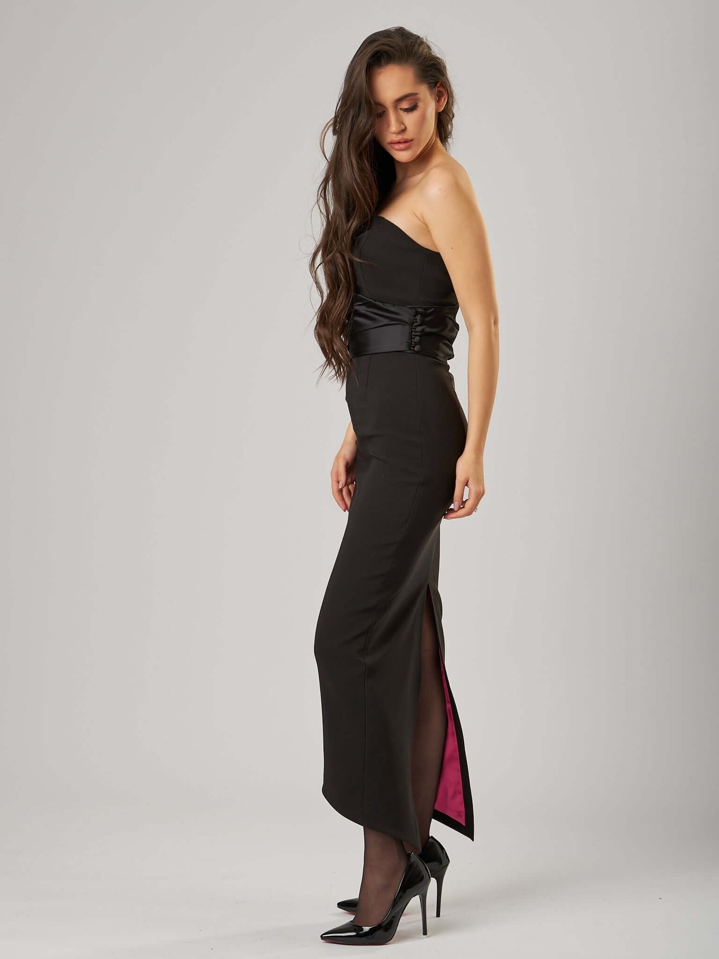Closer to Love Midi Dress with Detachable Belt by Tia Dorraine Women's Luxury Fashion Designer Clothing Brand
