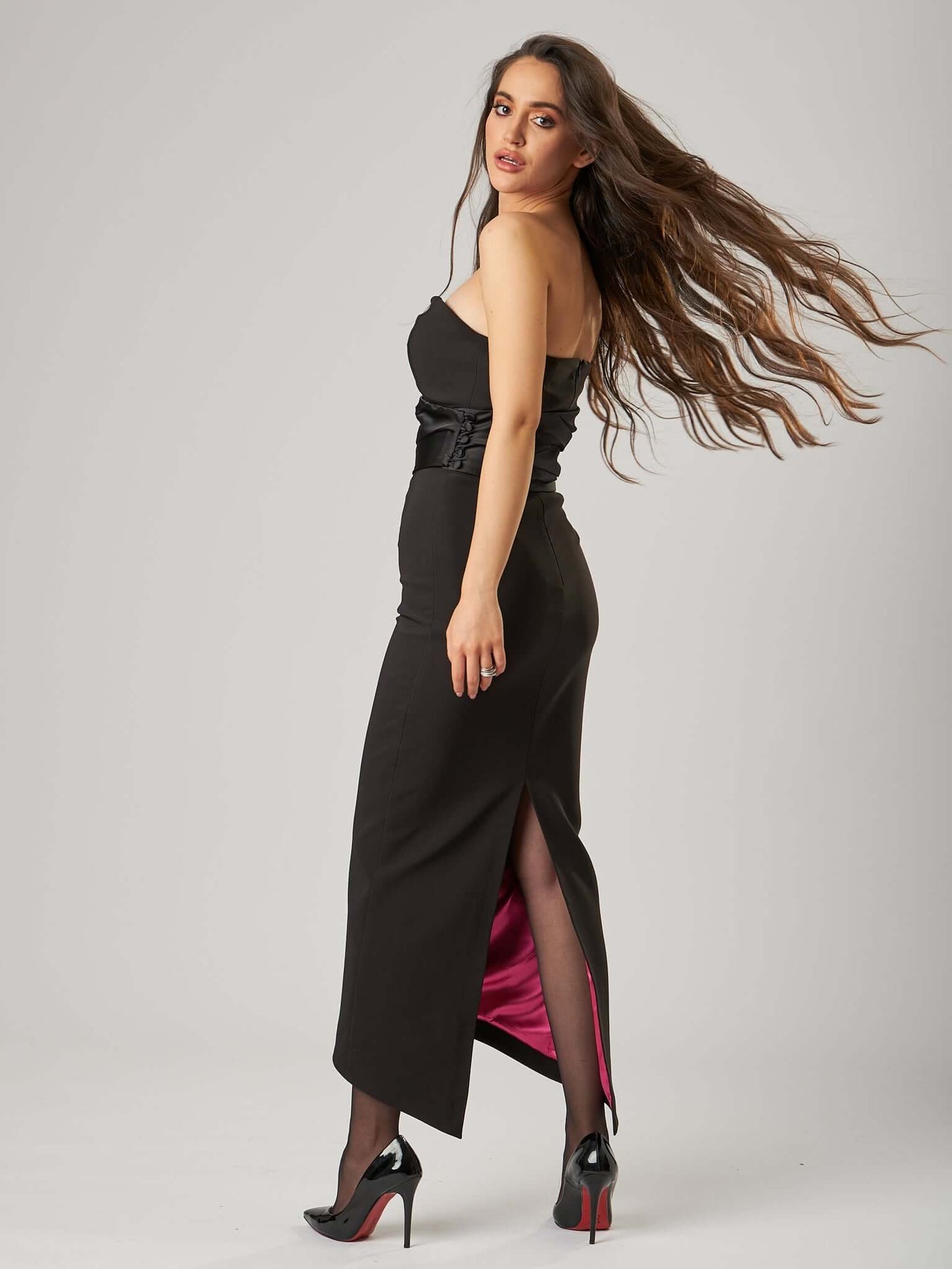 Closer to Love Midi Dress with Detachable Belt by Tia Dorraine Women's Luxury Fashion Designer Clothing Brand