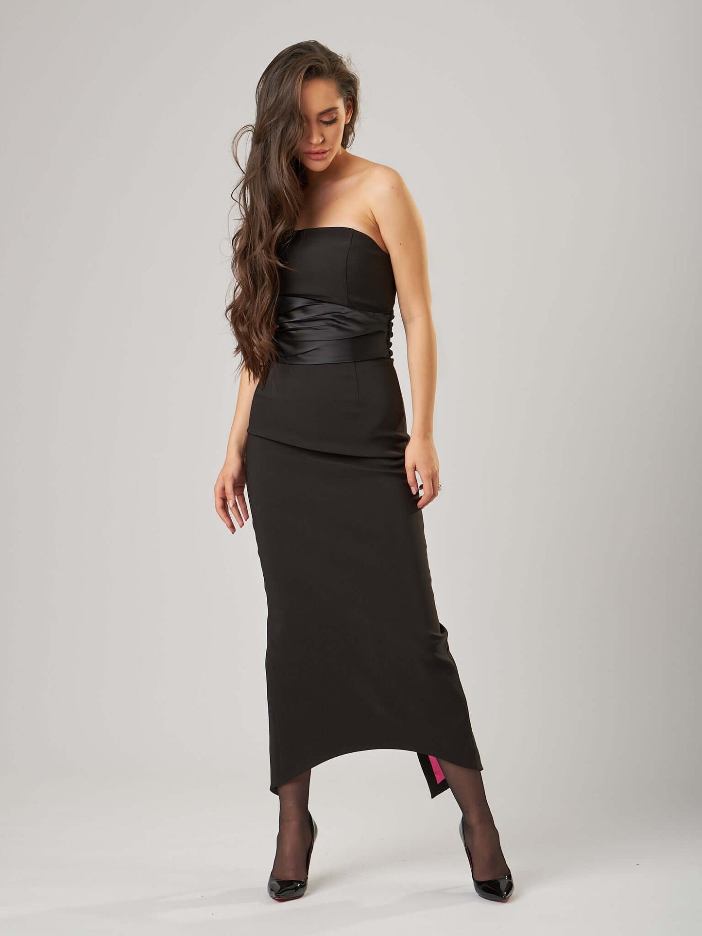 Closer to Love Midi Dress with Detachable Belt by Tia Dorraine Women's Luxury Fashion Designer Clothing Brand