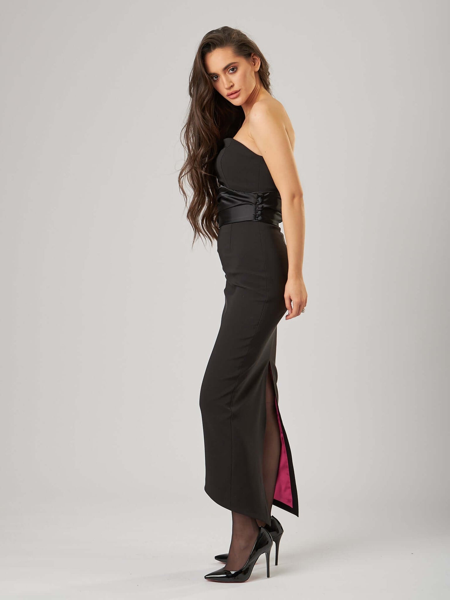 Closer to Love Midi Dress with Detachable Belt by Tia Dorraine Women's Luxury Fashion Designer Clothing Brand