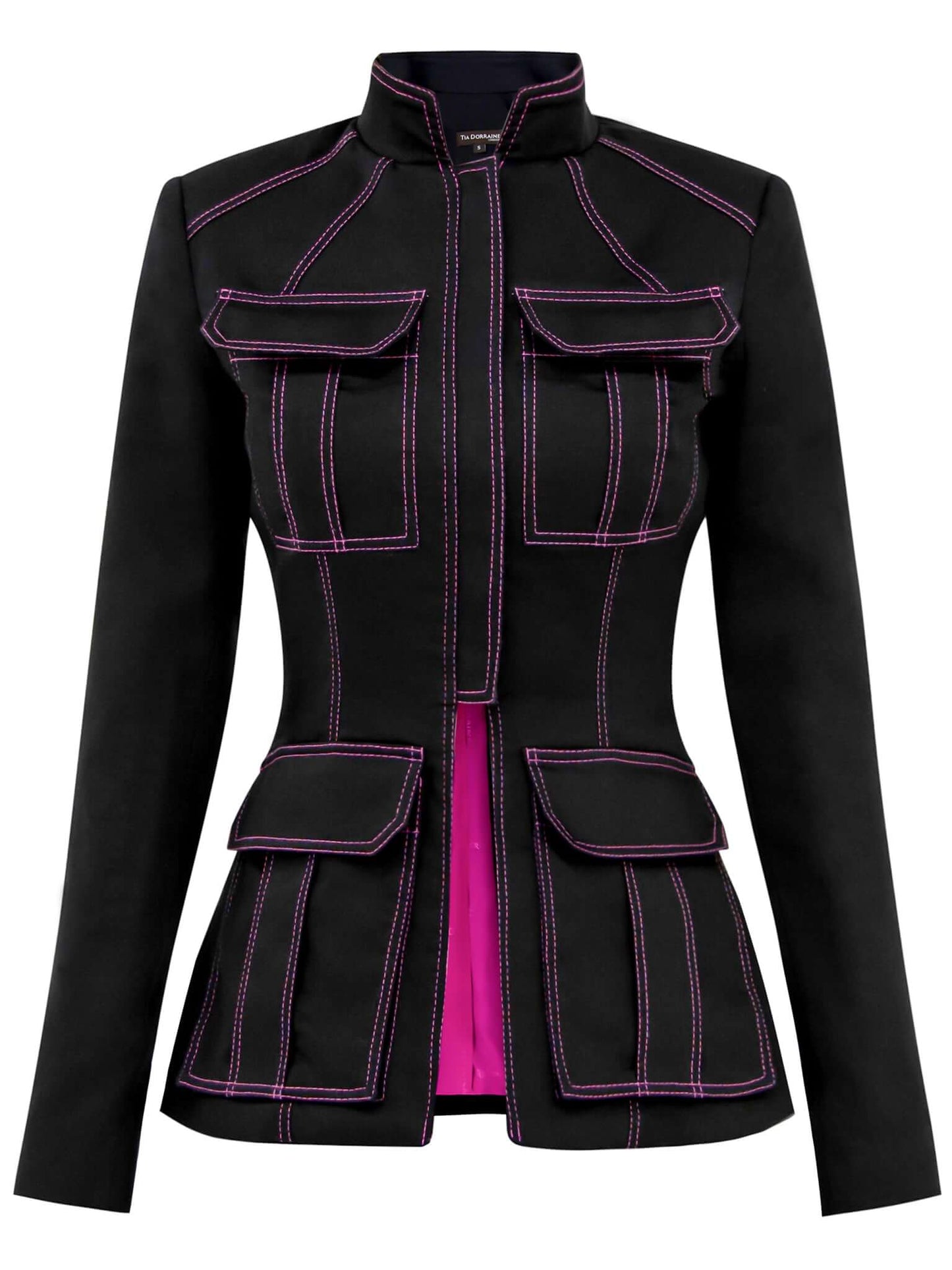 Details Matter Tailored Jacket - Black & Pink by Tia Dorraine Women's Luxury Fashion Designer Clothing Brand