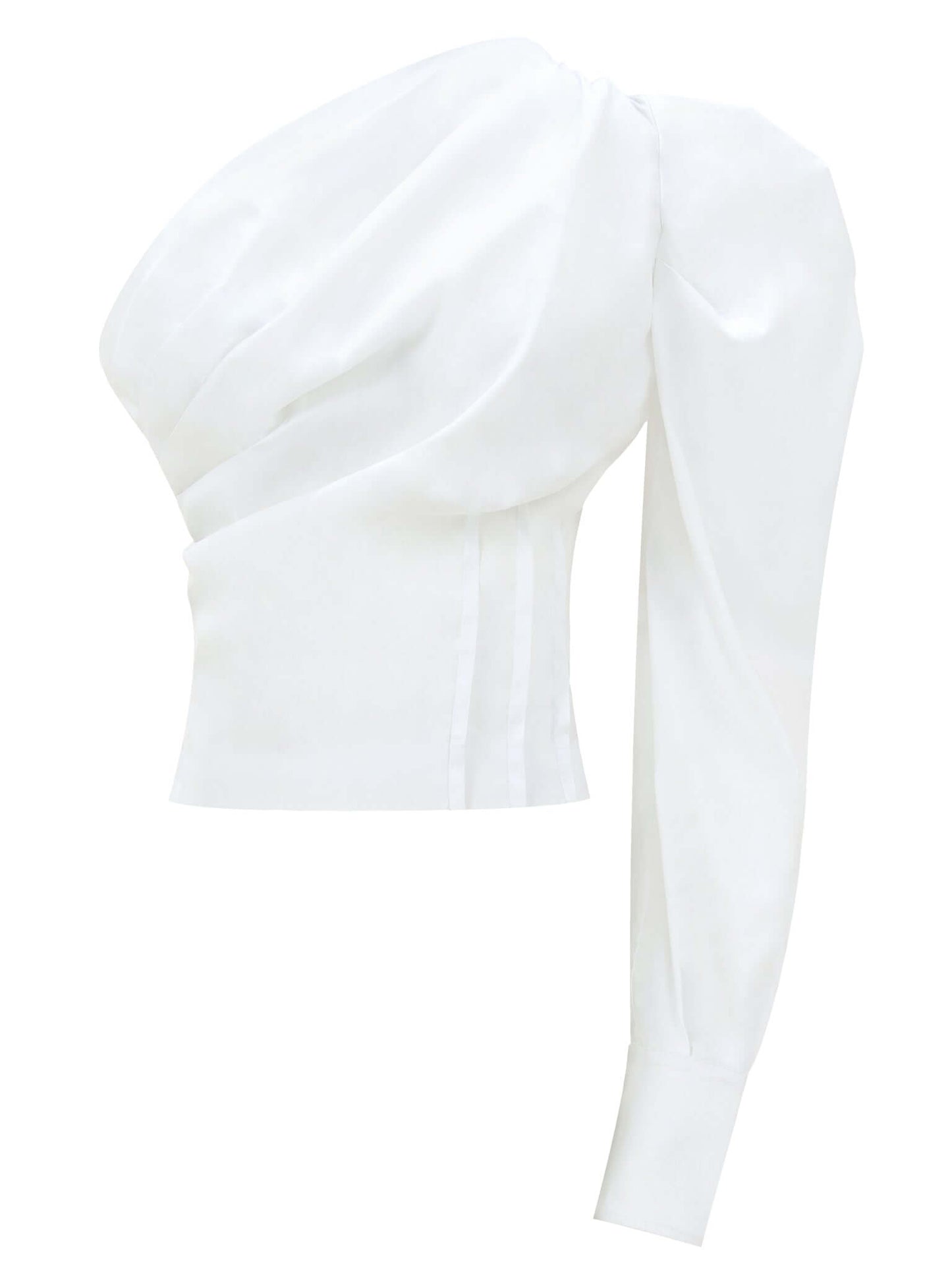 Double Identity One-Shoulder Poplin Shirt by Tia Dorraine Women's Luxury Fashion Designer Clothing Brand