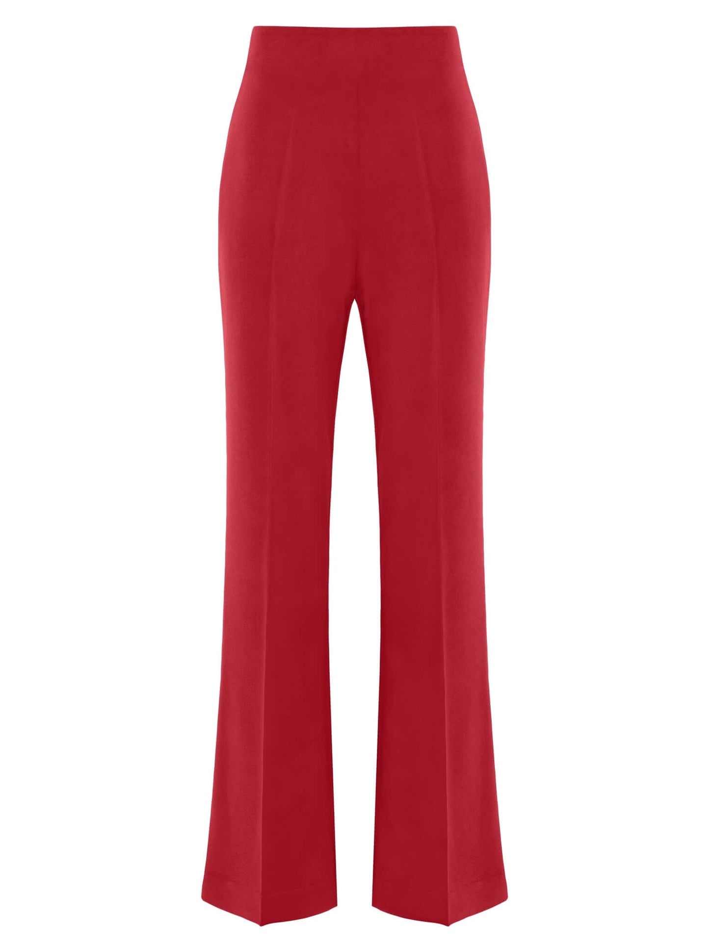 Fierce Red High-Waist Flared Trousers by Tia Dorraine Women's Luxury Fashion Designer Clothing Brand