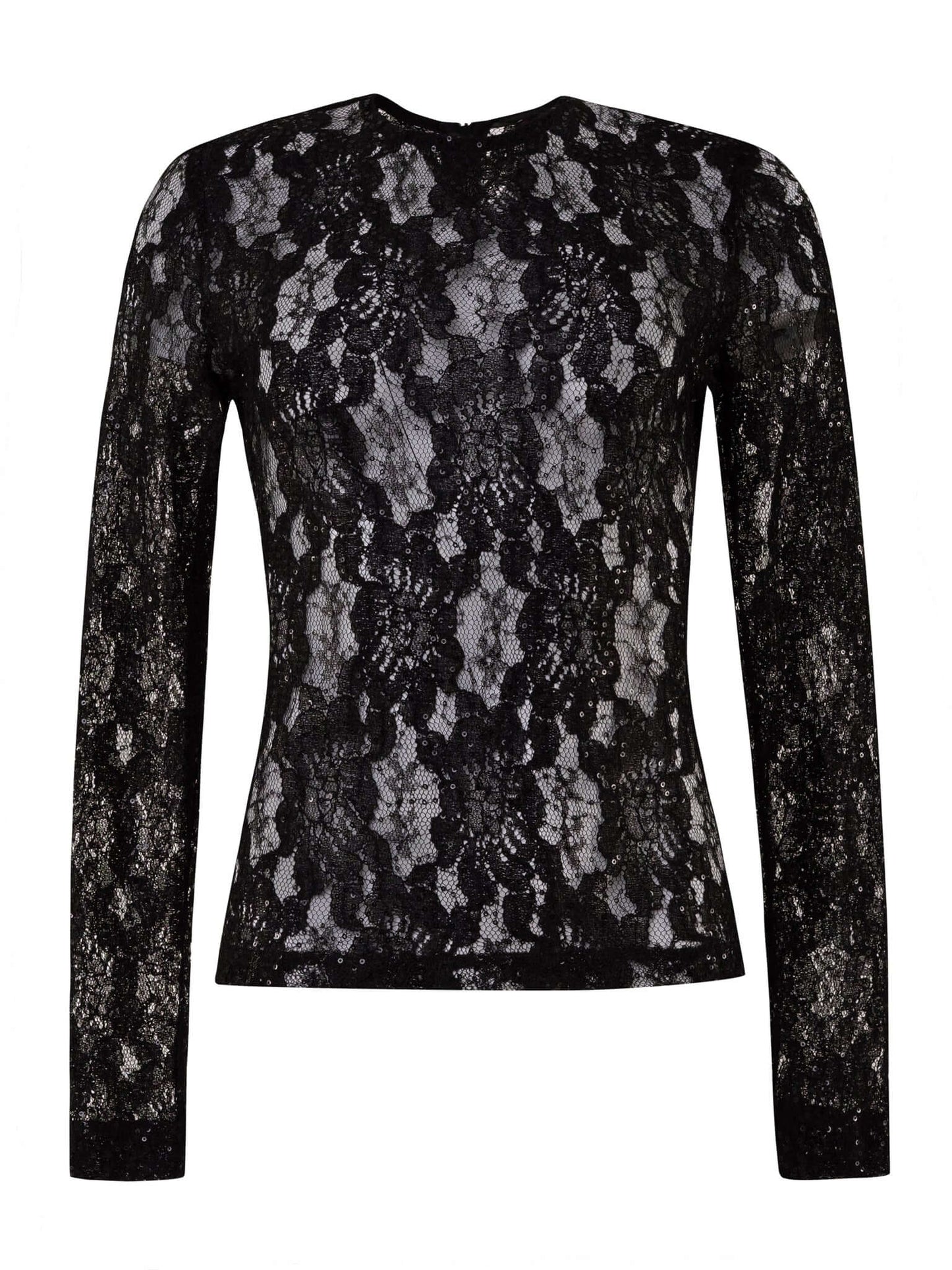 Glowing in the Dark Sheer Lace Blouse by Tia Dorraine Women's Luxury Fashion Designer Clothing Brand