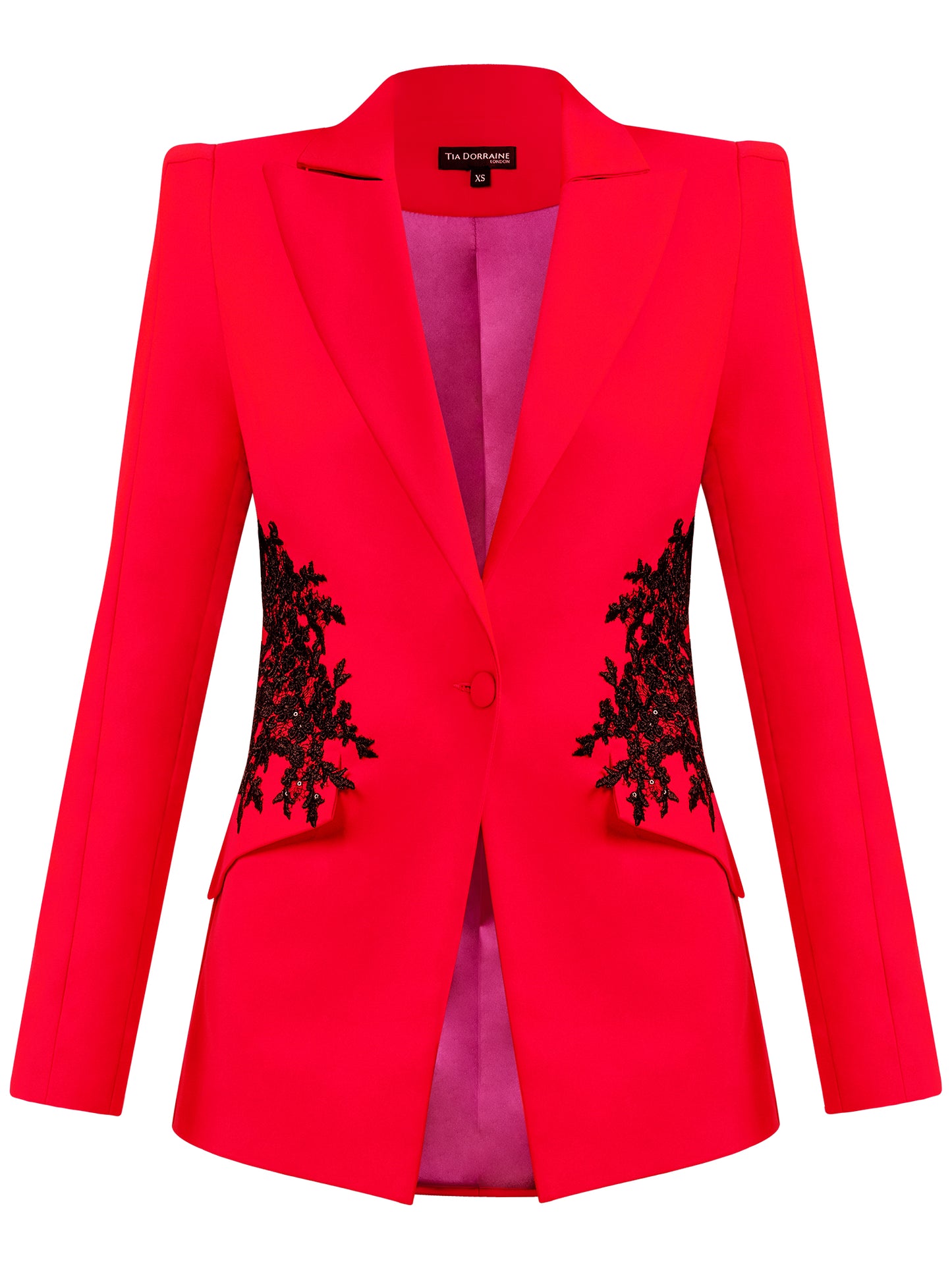Fantasy Tailored Suit with Embroidery - Red by Tia Dorraine Women's Luxury Fashion Designer Clothing Brand