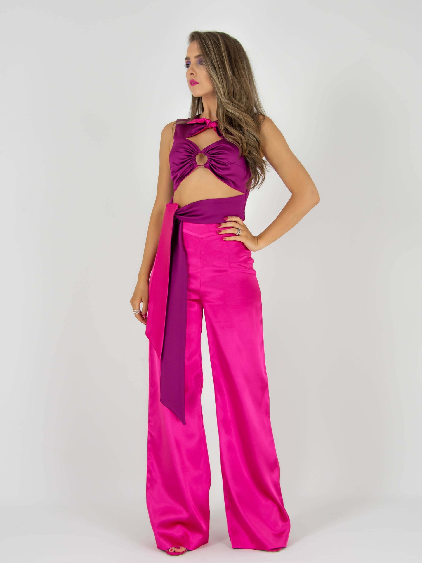 Wild Dream Two-Faced Crop Top - Pink & Purple by Tia Dorraine Women's Luxury Fashion Designer Clothing Brand
