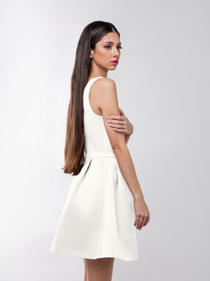 Sweet Love Flared Satin Mini Dress - White