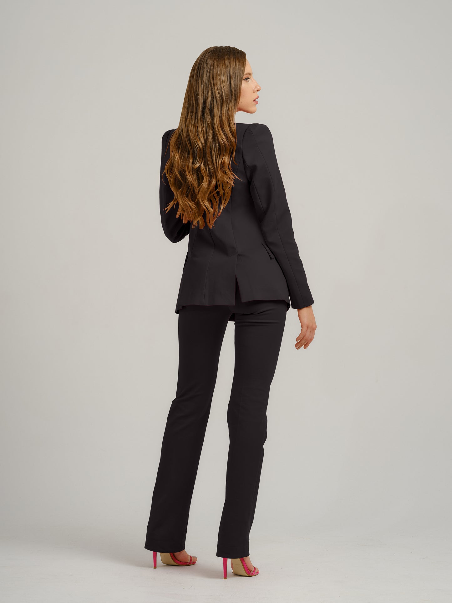 Illusion Classic Tailored Suit - Black & Pink